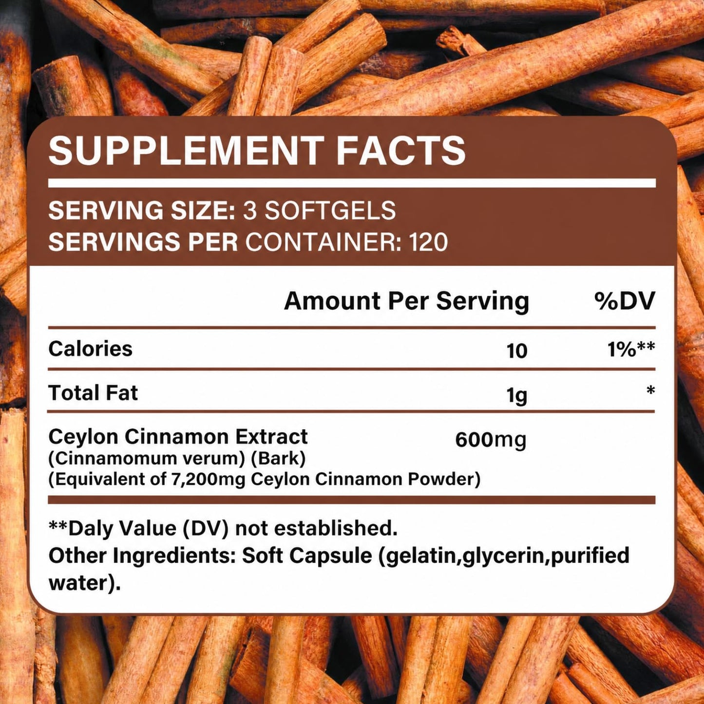 ALLBIZ Ceylon Cinnamon Softgels 360 Count