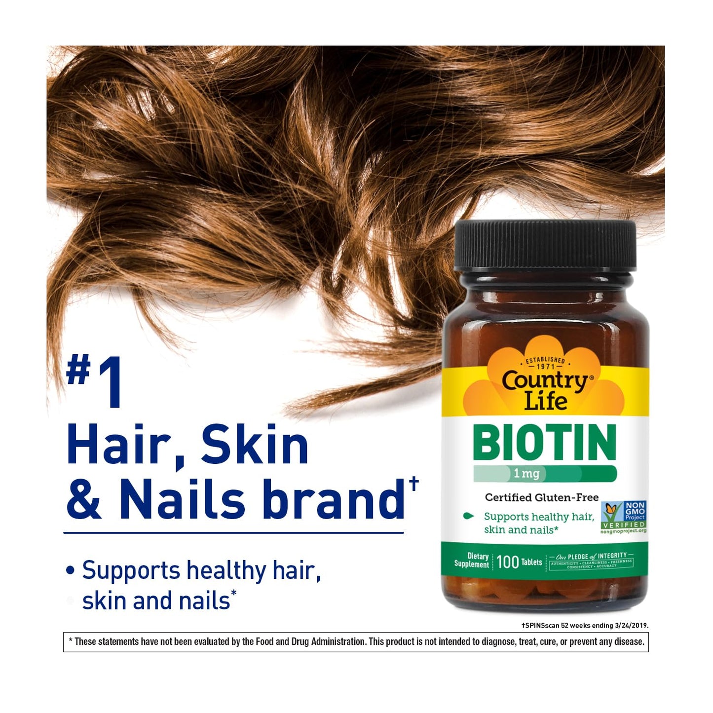 Country Life Biotin 1mg Tablet, 100 Tablets