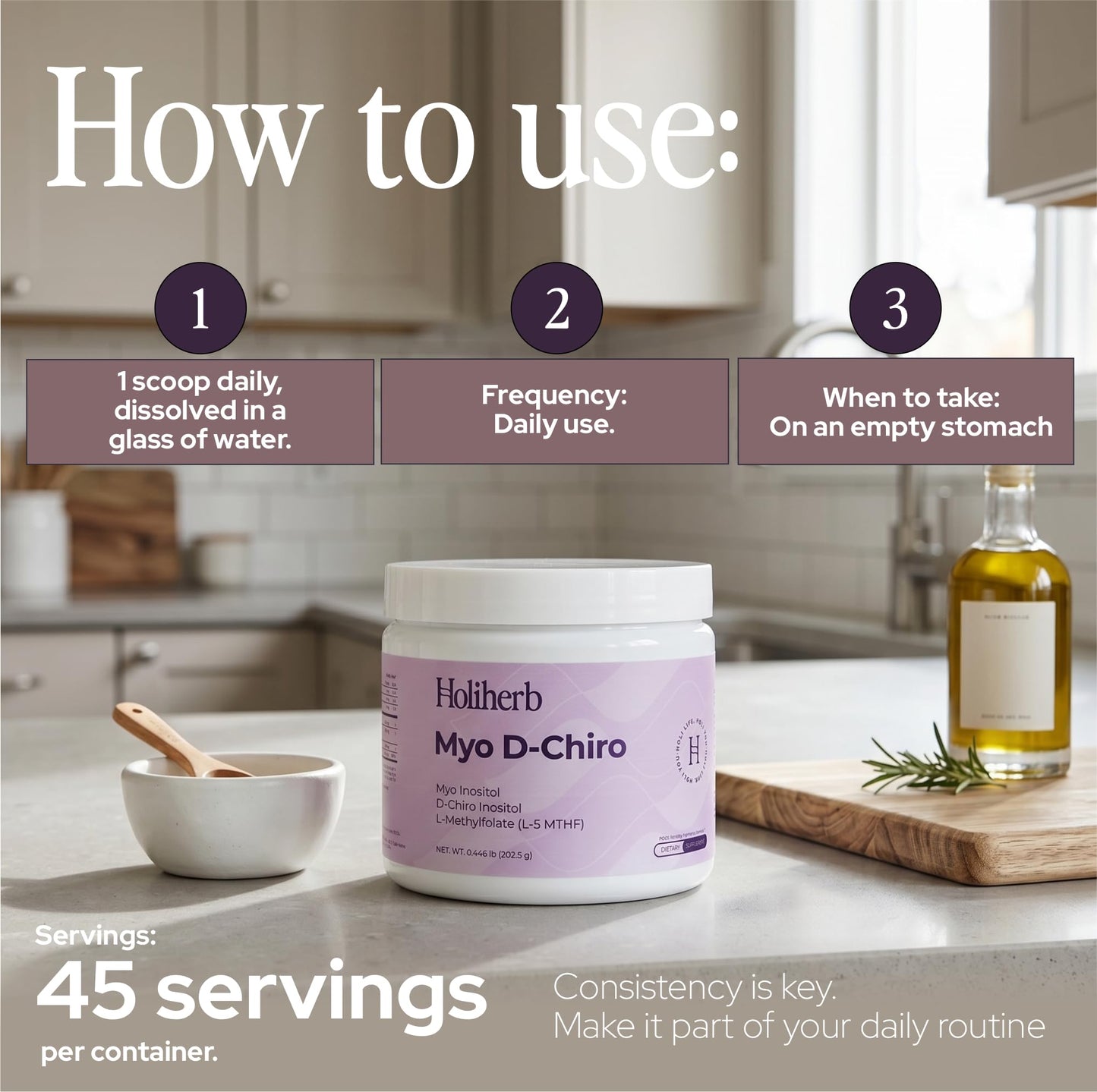 Holiherb Myo D-Chiro Inositol 40:1 Powder for Women, 7.14 oz