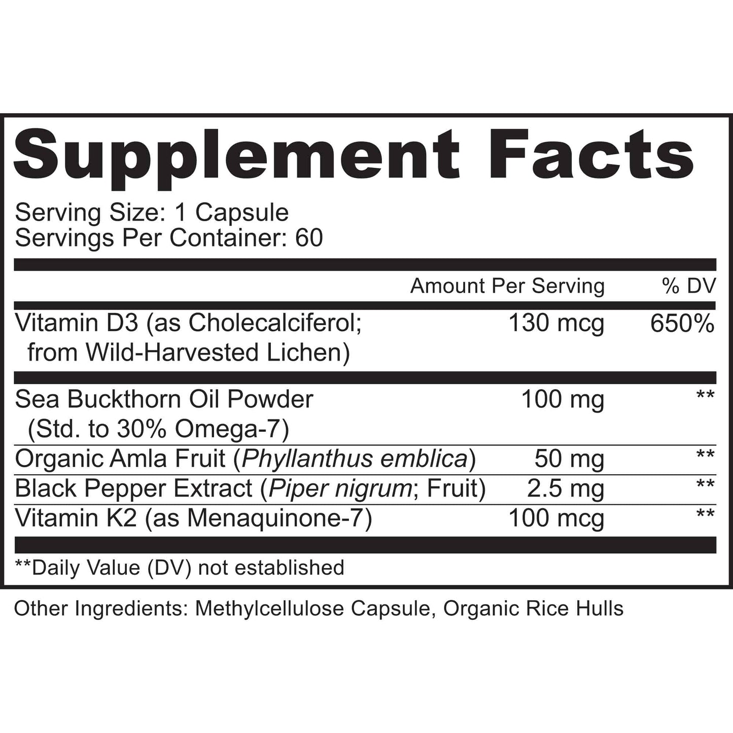 MoxyVites Vitamin D3 K2 5000 IU Capsules, 60 Count