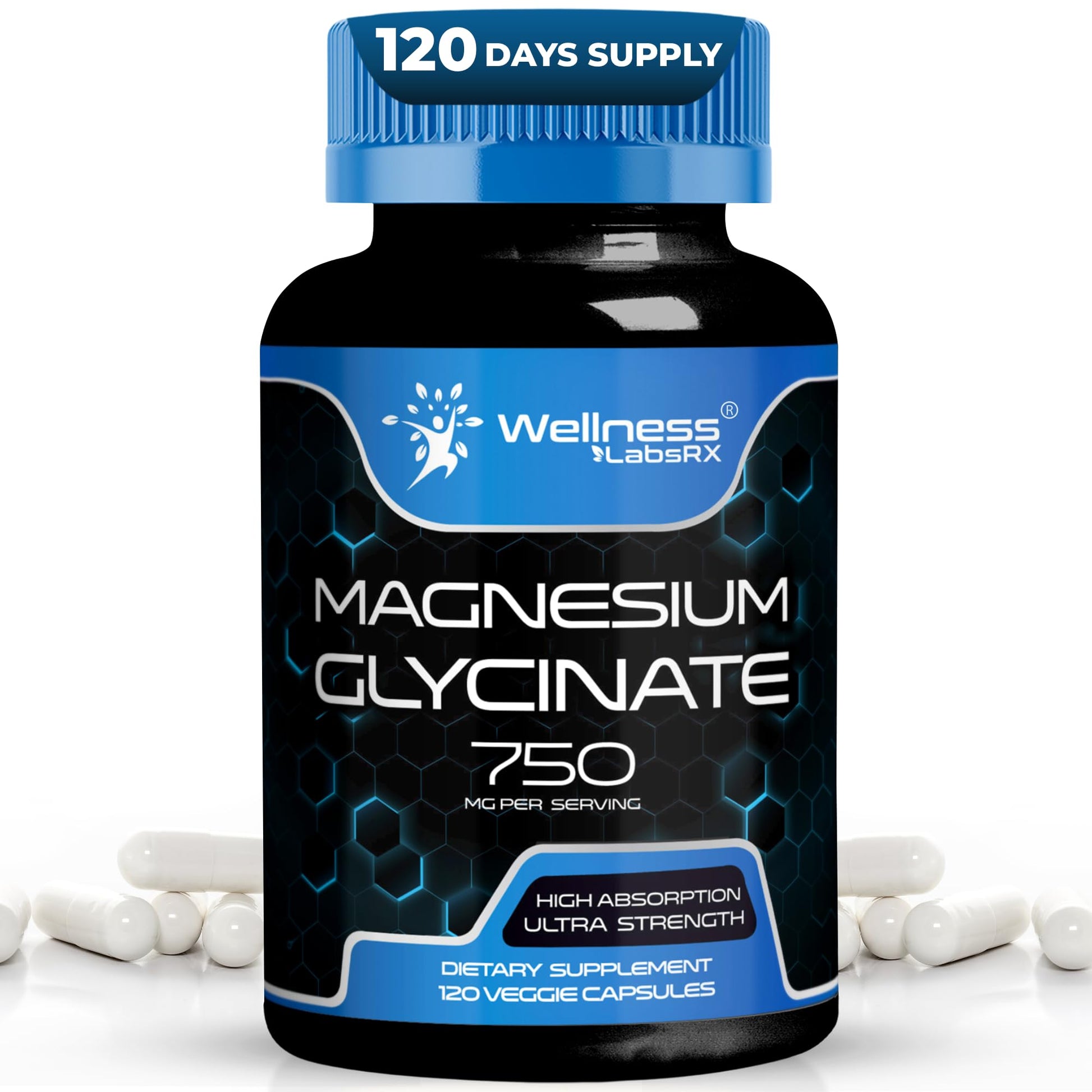 WELLNESS LABSRX Magnesium Glycinate 750mg Capsule, 120 Count