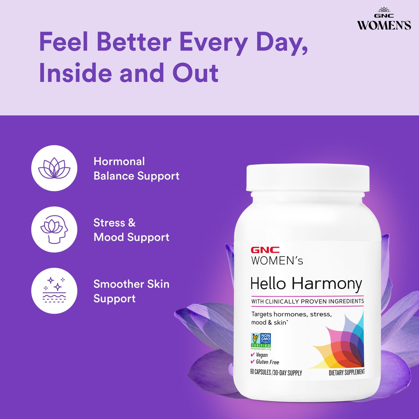 GNC Women's Hello Harmony Hormonal Support Capsule, 90 Count