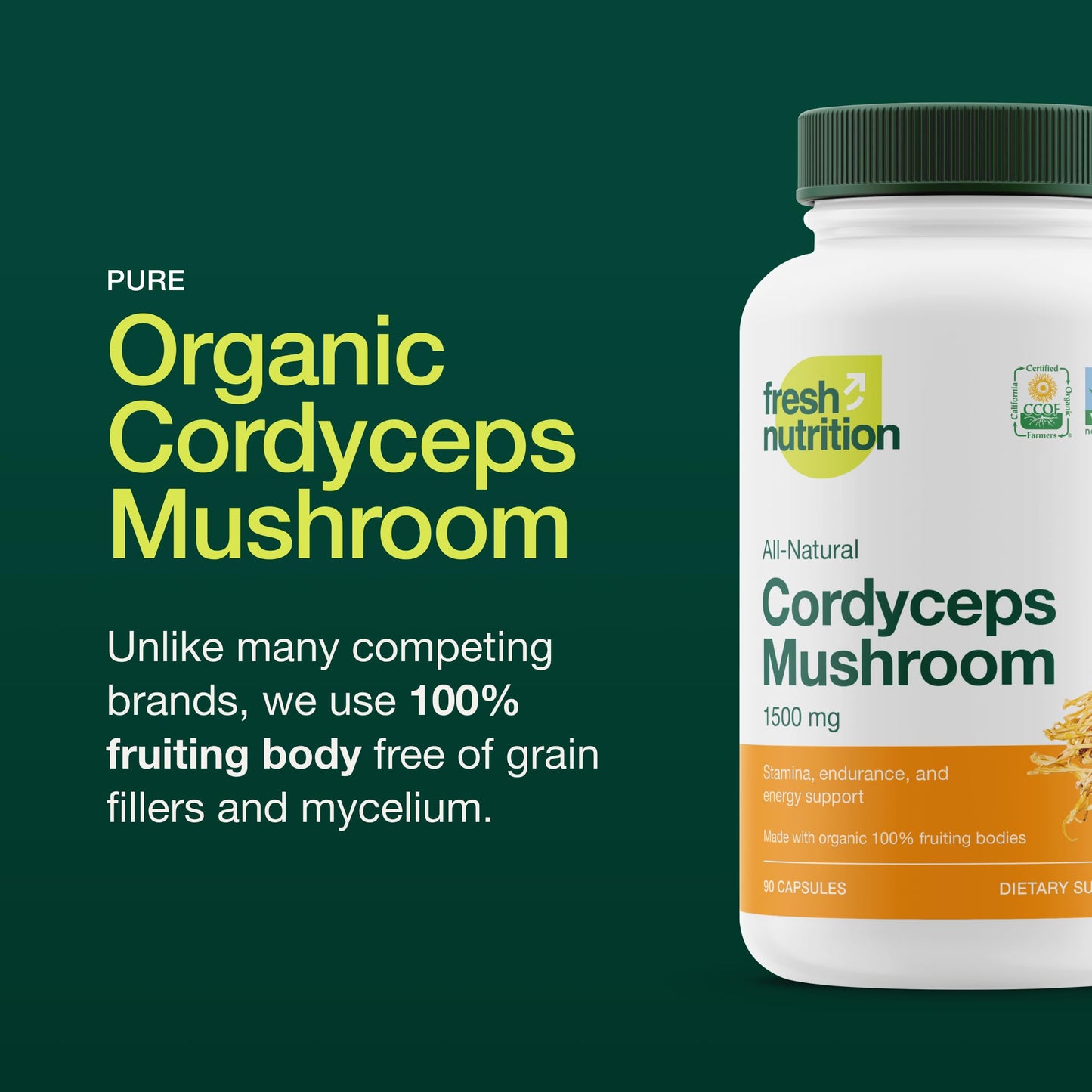 Fresh Nutrition Organic Cordyceps Capsules 90 Count
