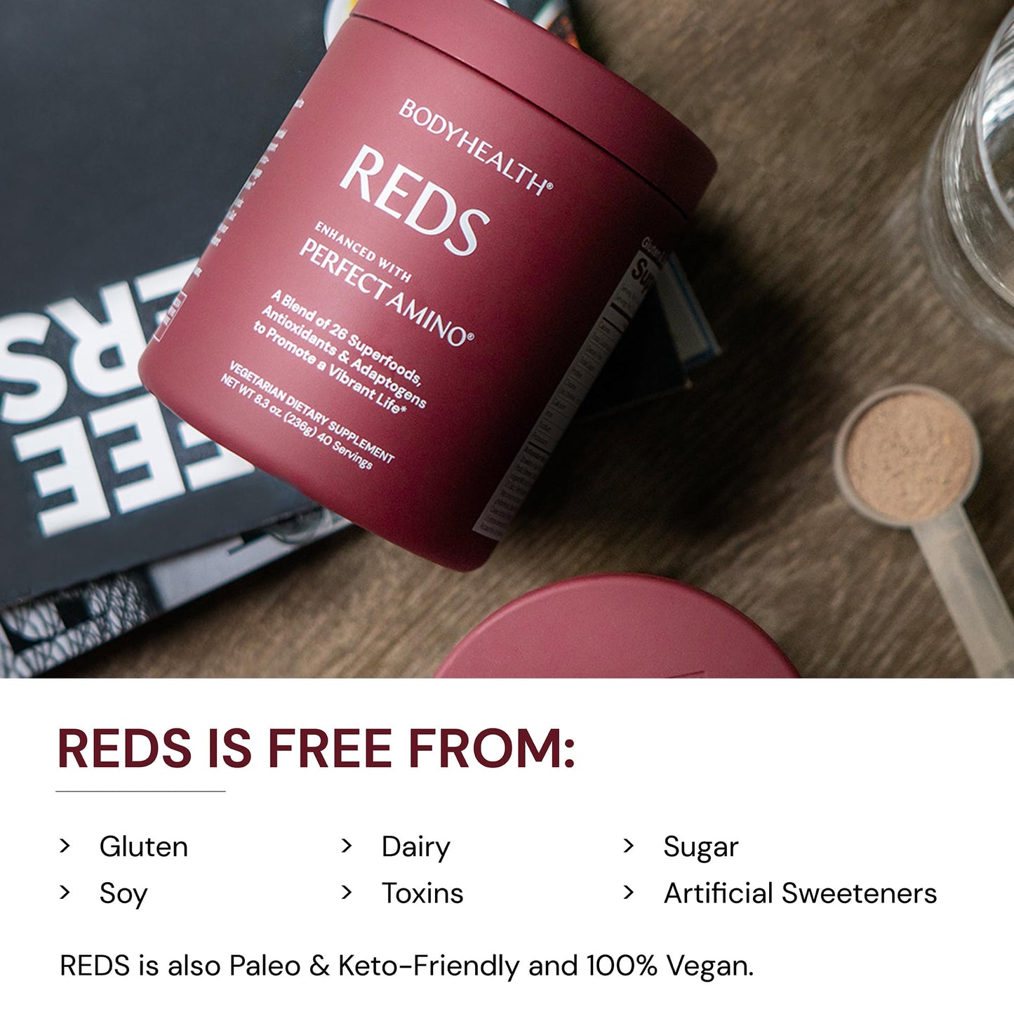 BodyHealth Reds Enhanced with PerfectAmino Daily Superfood Smoothie Powder 8.3 oz