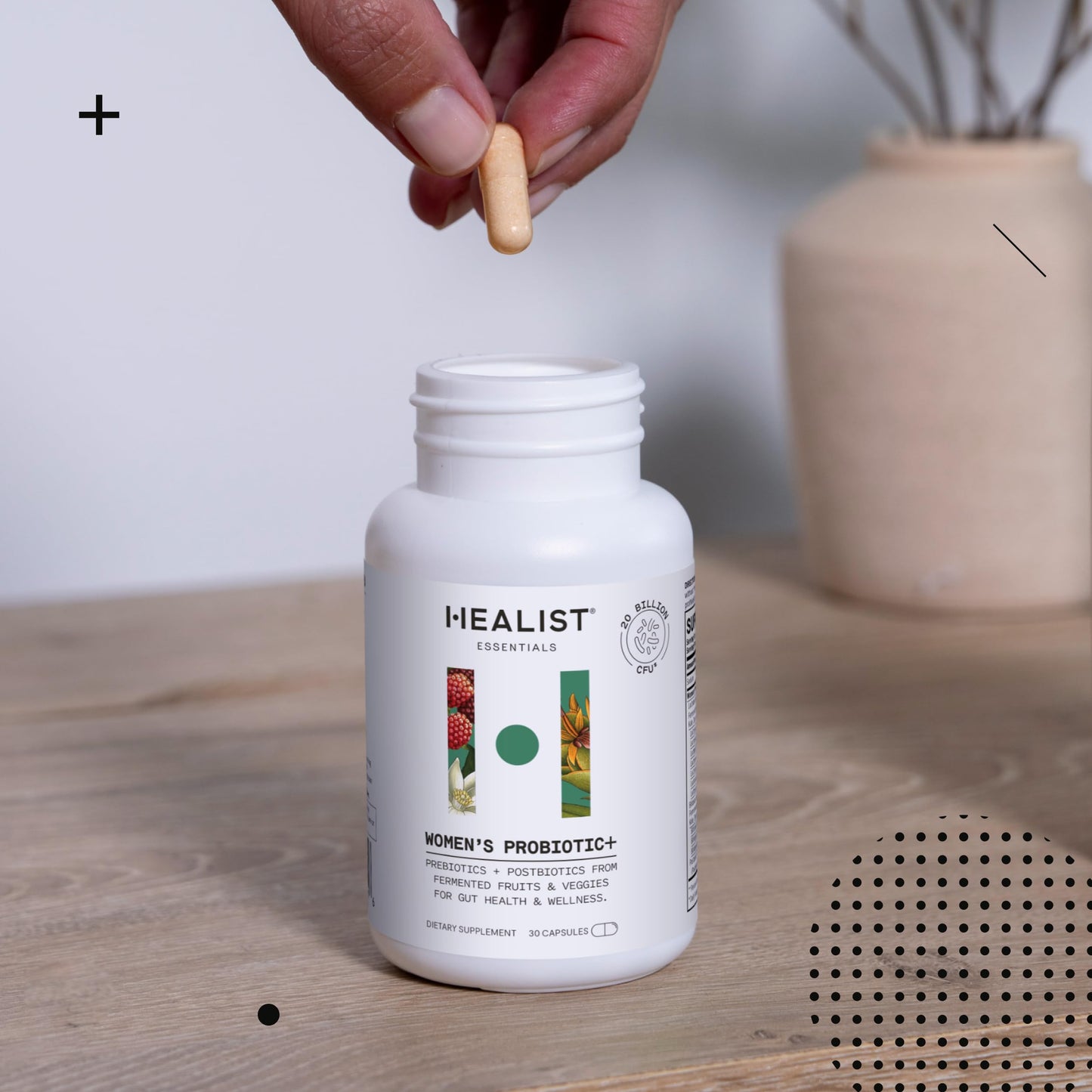 Healist Advanced Naturals Probiotics for Women - 20 Billion CFU with Prebiotics & Postbiotics, Immune & Gut Health, Vaginal Probiotics for UT Support, pH Balance, Gluten Free, Vegan, Non-GMO, 30 Capsules