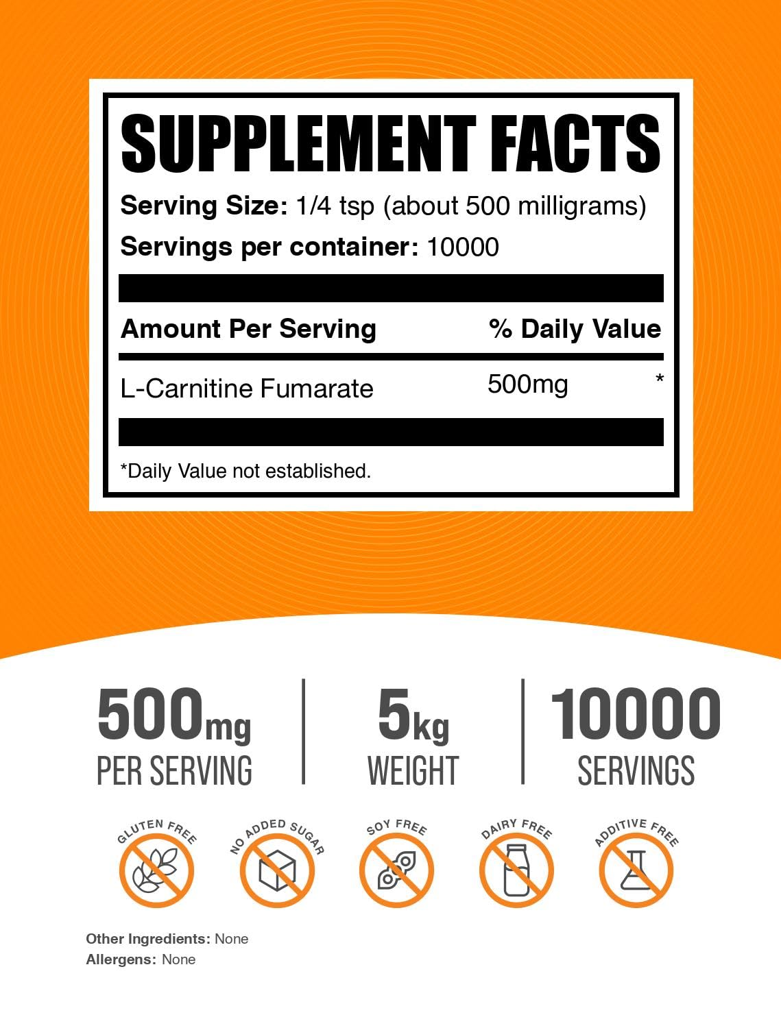 BulkSupplements L-Carnitine Fumarate Powder 500mg per Serving 176.19