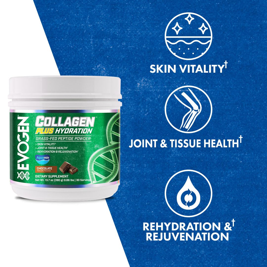 Evogen Collagen Plus Hydration Powder Grass-Fed Chocolate 12 Ounce