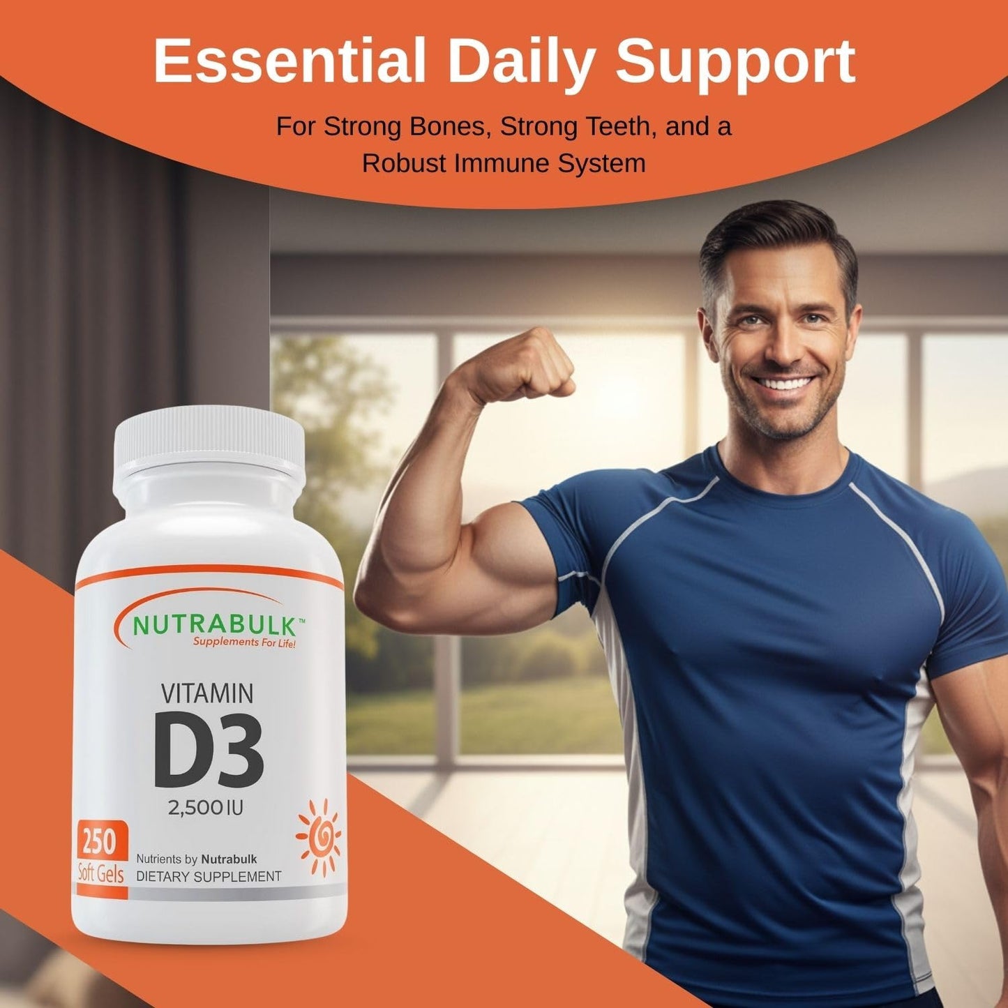 NutraBulk Vitamin D3 2500 IU Capsule, 250 Count