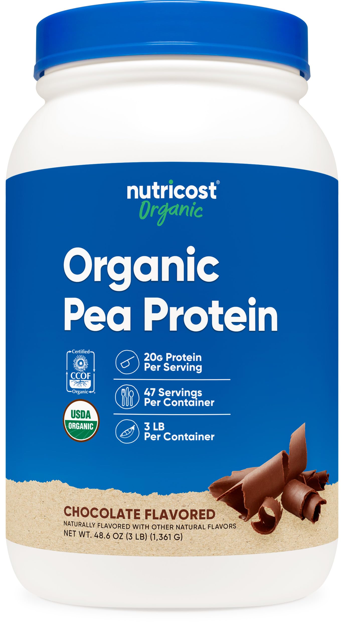 Nutricost Organic Pea Protein Powder Chocolate, 48.6 Servings