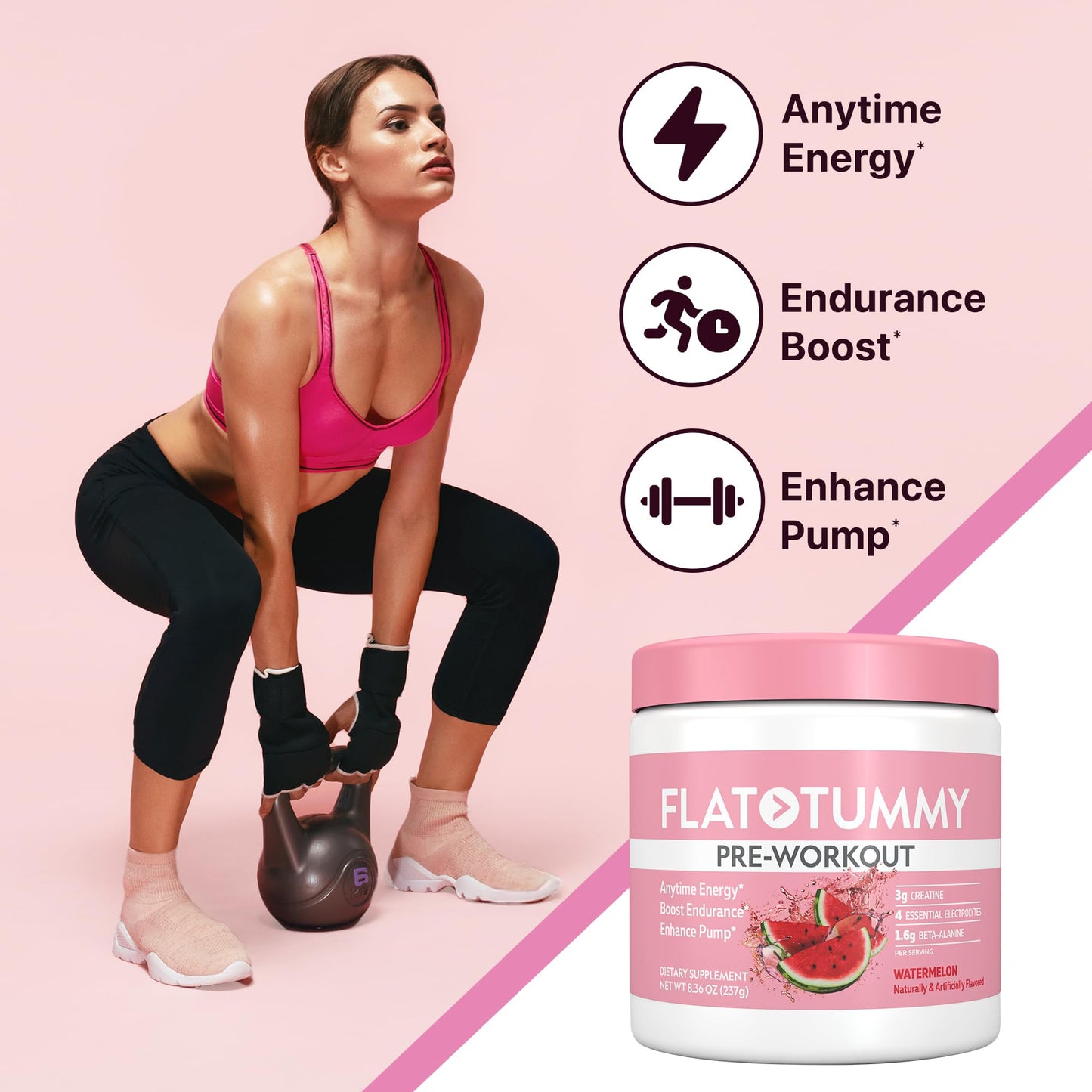 Flat Tummy Pre Workout Powder for Women 8.47 Ounce