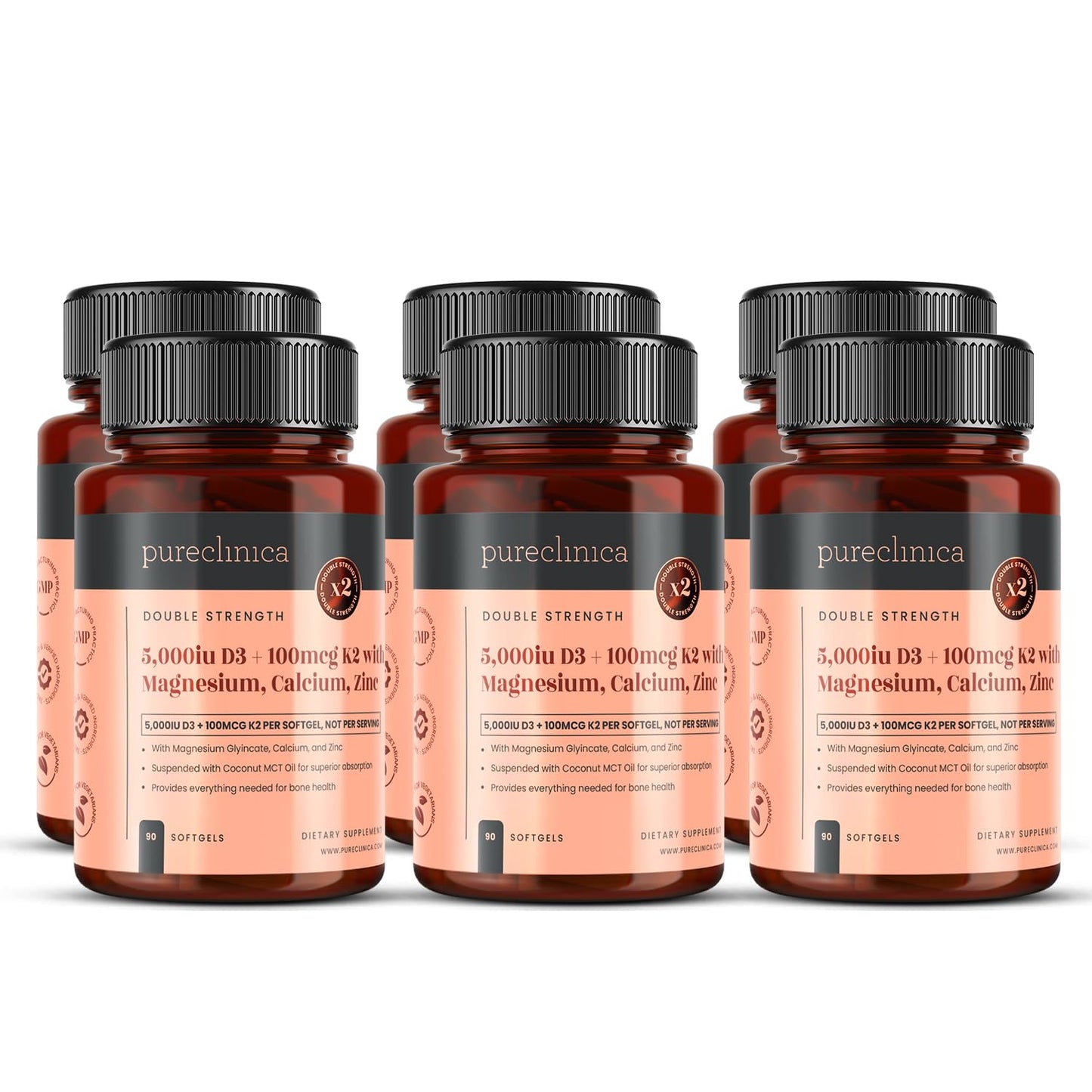 pureclinica Double Strength D3 + K2 Complex Vegan Softgels 540