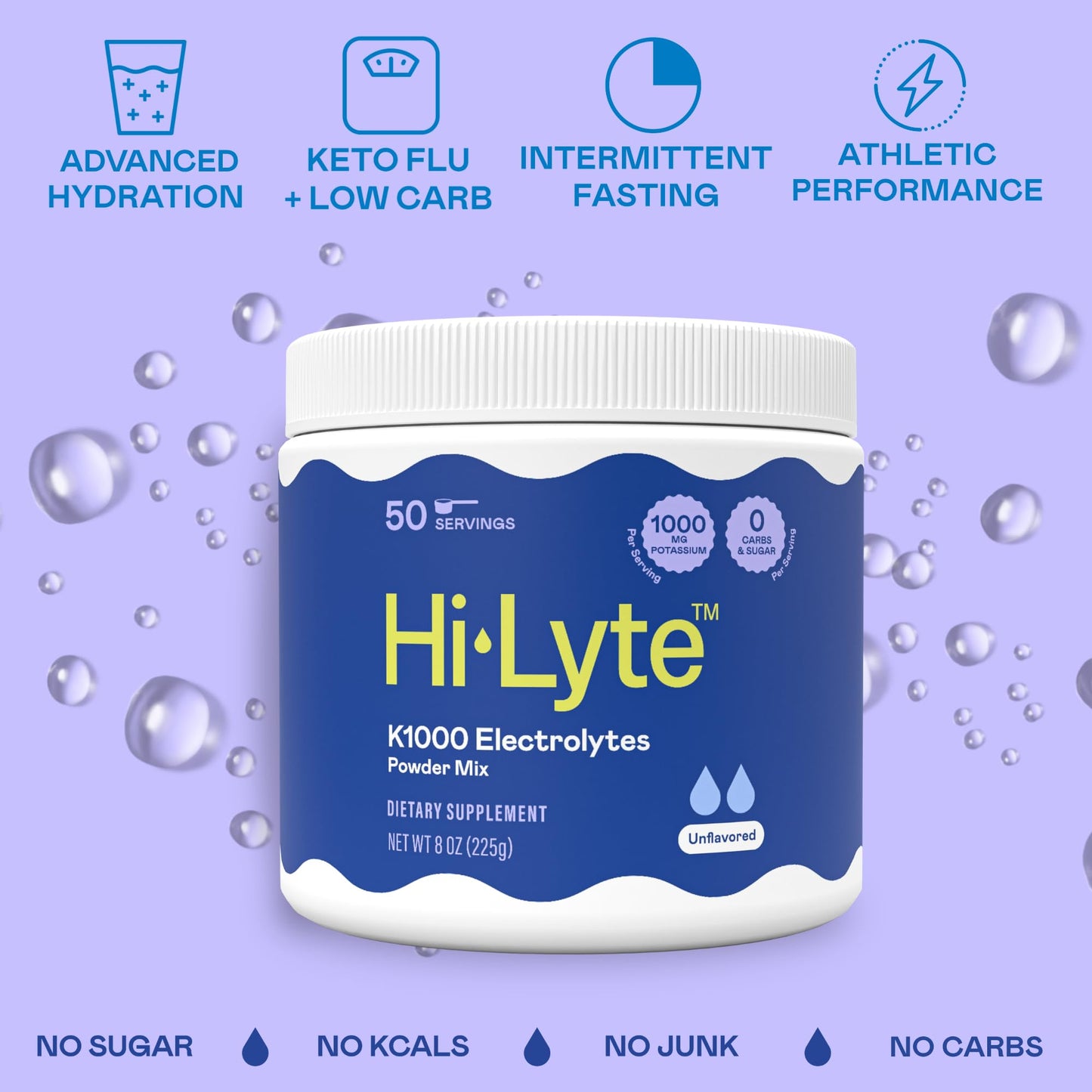 Hi-Lyte K1000 Electrolytes Powder Mix Unflavored Keto & Performance, 8 Ounce