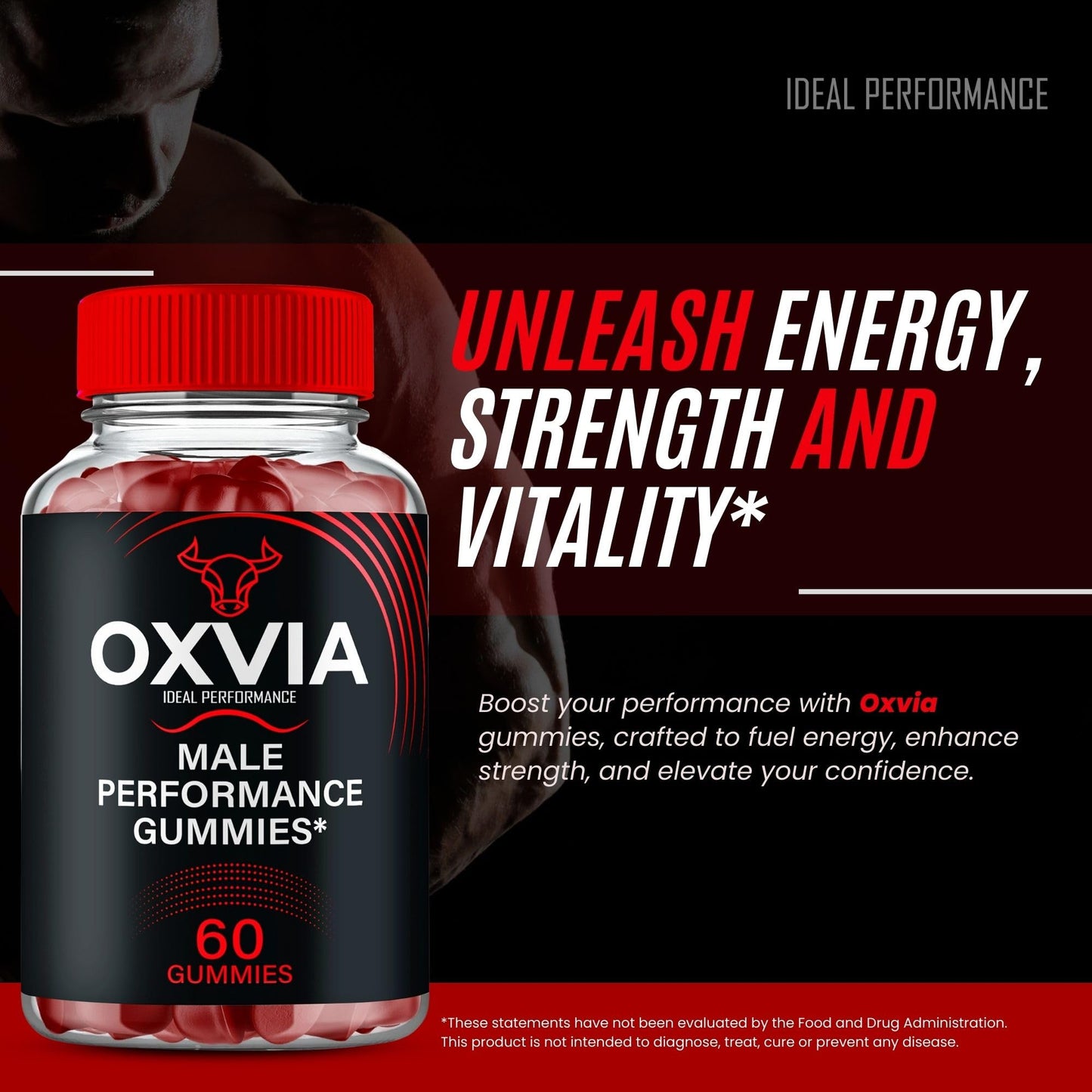 IDEAL PERFORMANCE Oxvia Male Performance Gummies, 180 Count