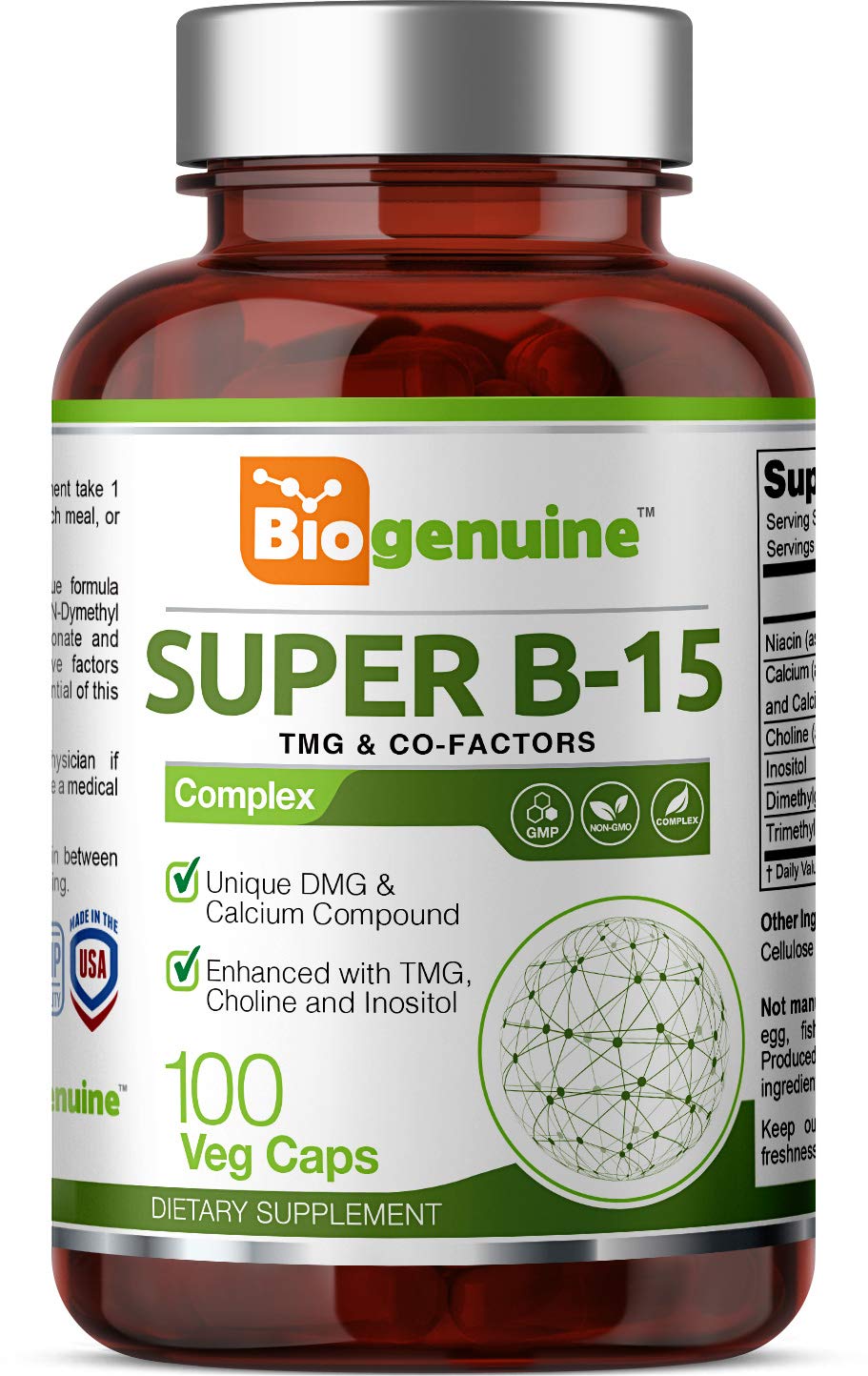 Biogenuine Super B-15 Vitamin B-Complex Capsule 100 Count