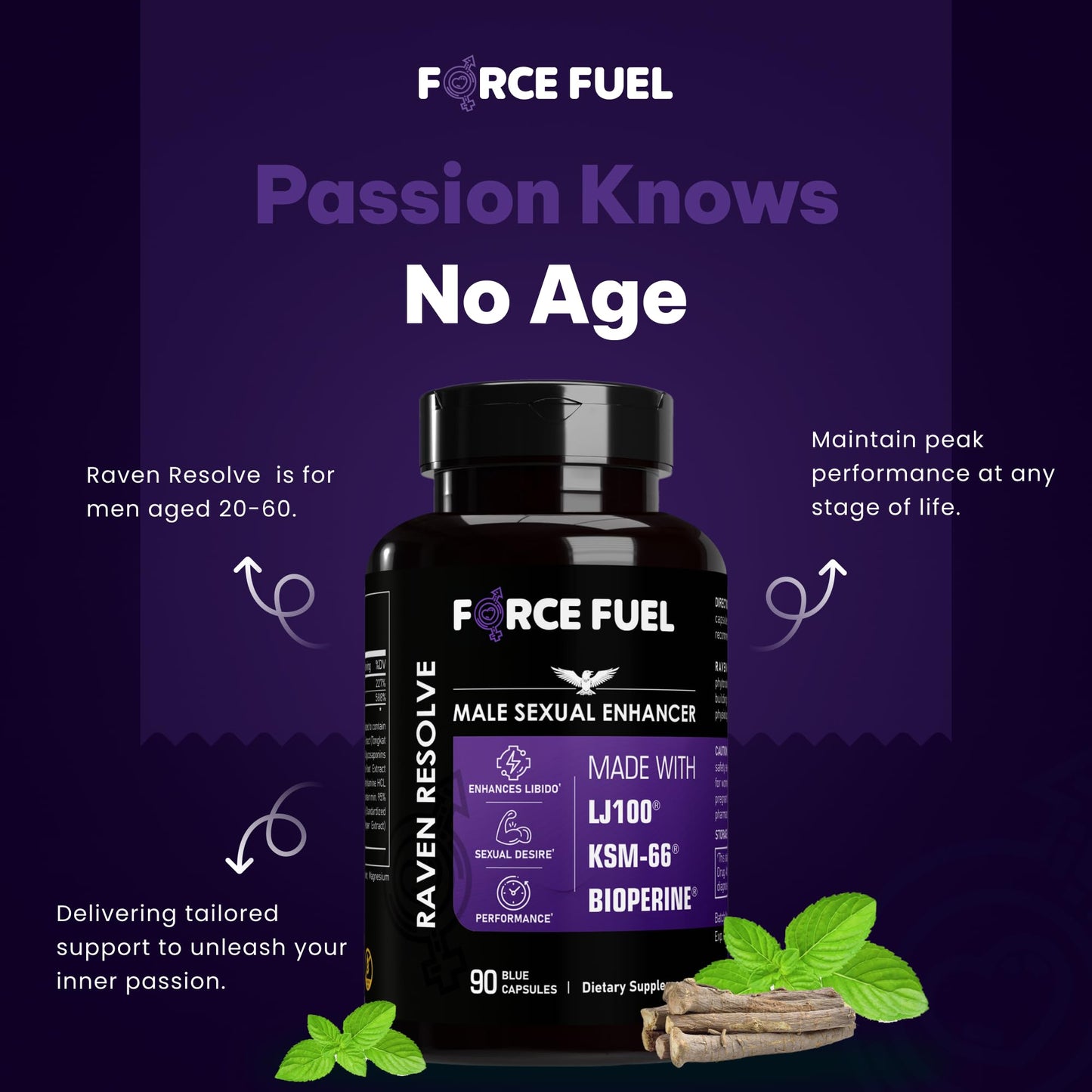 FORCE FUEL Raven Resolve Sex Pills for Men Capsule 90 Count