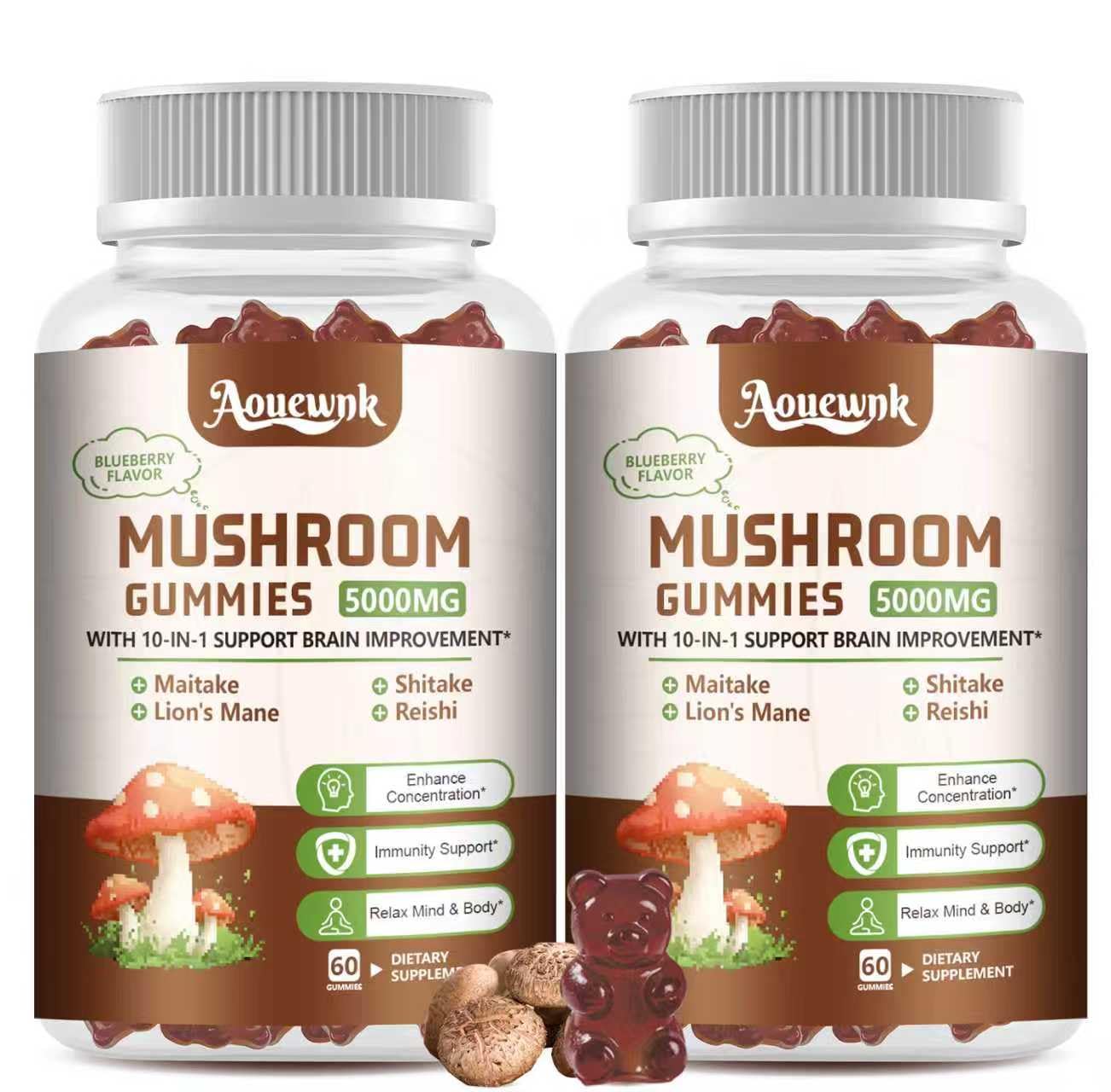 Aouewnk Mushroom Gummies Supplement 5000MG, 120 Gummies