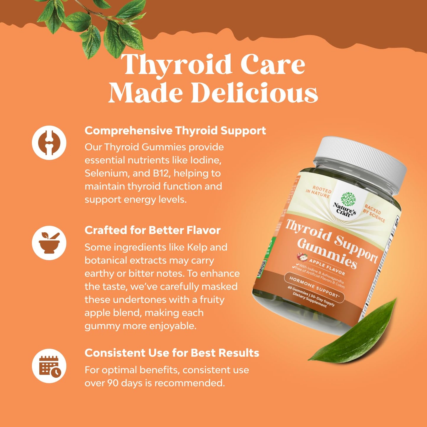 Natures Craft Thyroid Support Gummies 60 Count