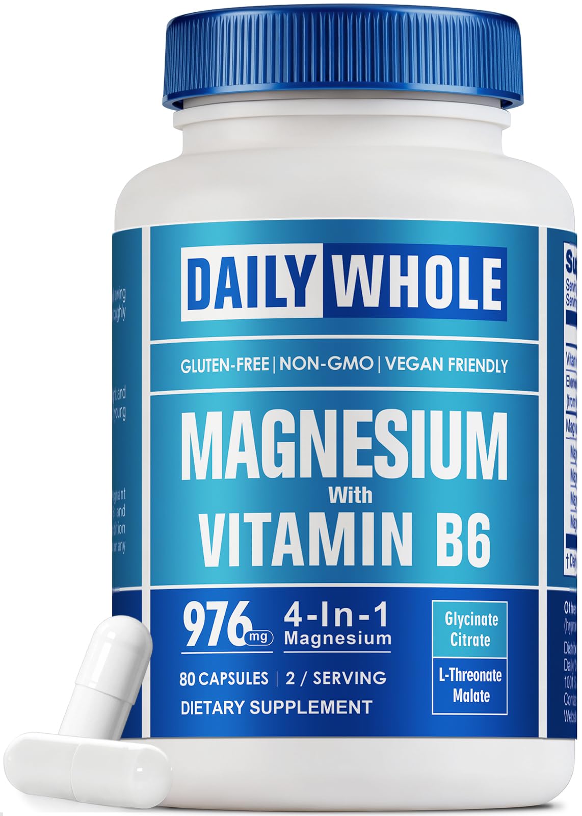 DailyWhole Magnesium Glycinate 4-in-1 Complex Capsule, 80 Count