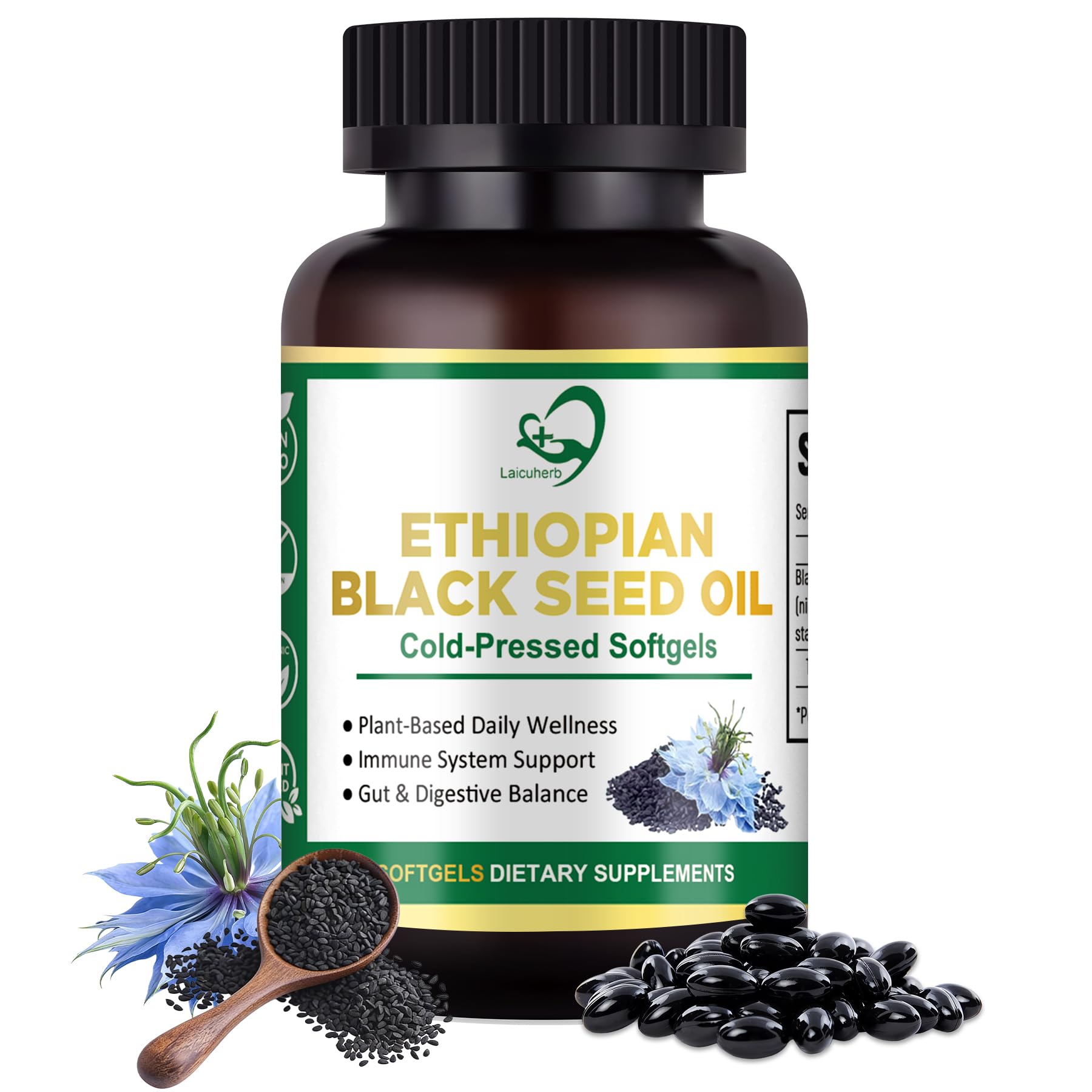 Laicuherb Black Seed Oil Softgels, 90 Count