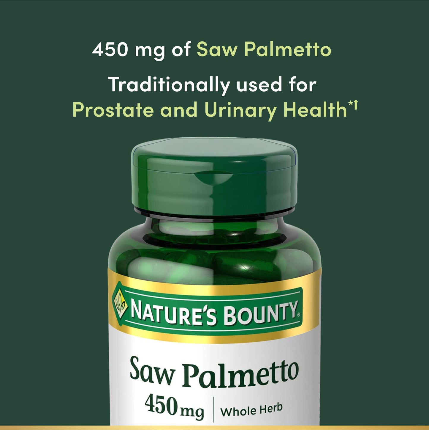 Nature's Bounty Saw Palmetto 450 mg Capsule, 100 Count