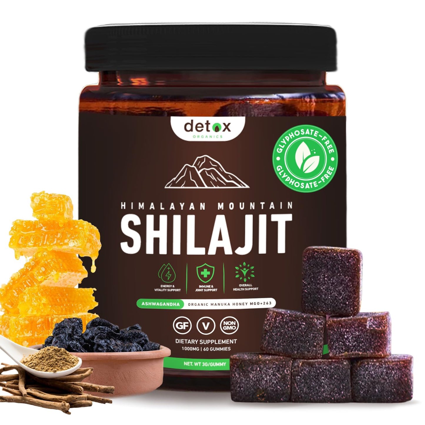 Detox Organics Shilajit Gummies, 60 Count