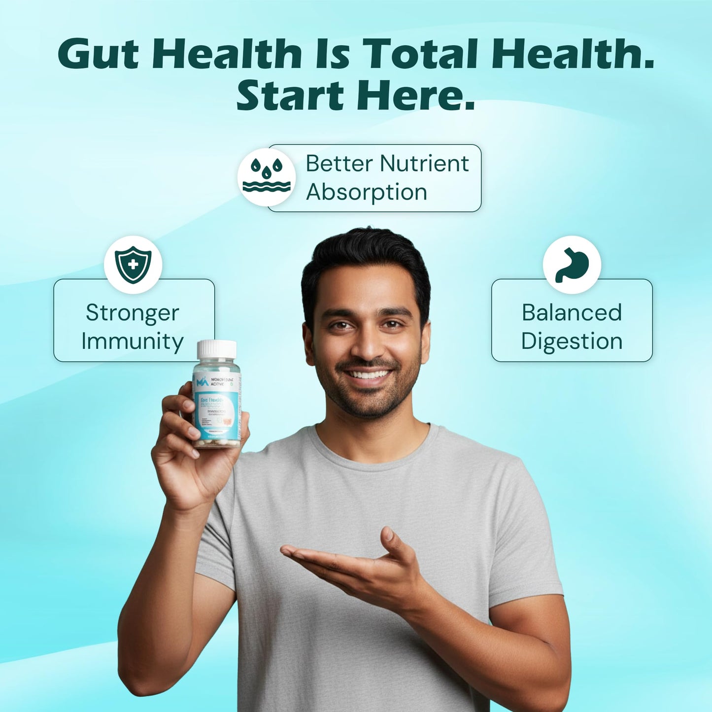 MONOFLORA ACTIVE Probiotics 60 Billion CFU for Gut Health – Prebiotics & Probiotics Supplement for Men & Women Digestive Health, Gut Cleanse, Bloating, Gas, Acidity & Constipation Support, 60 Capsules