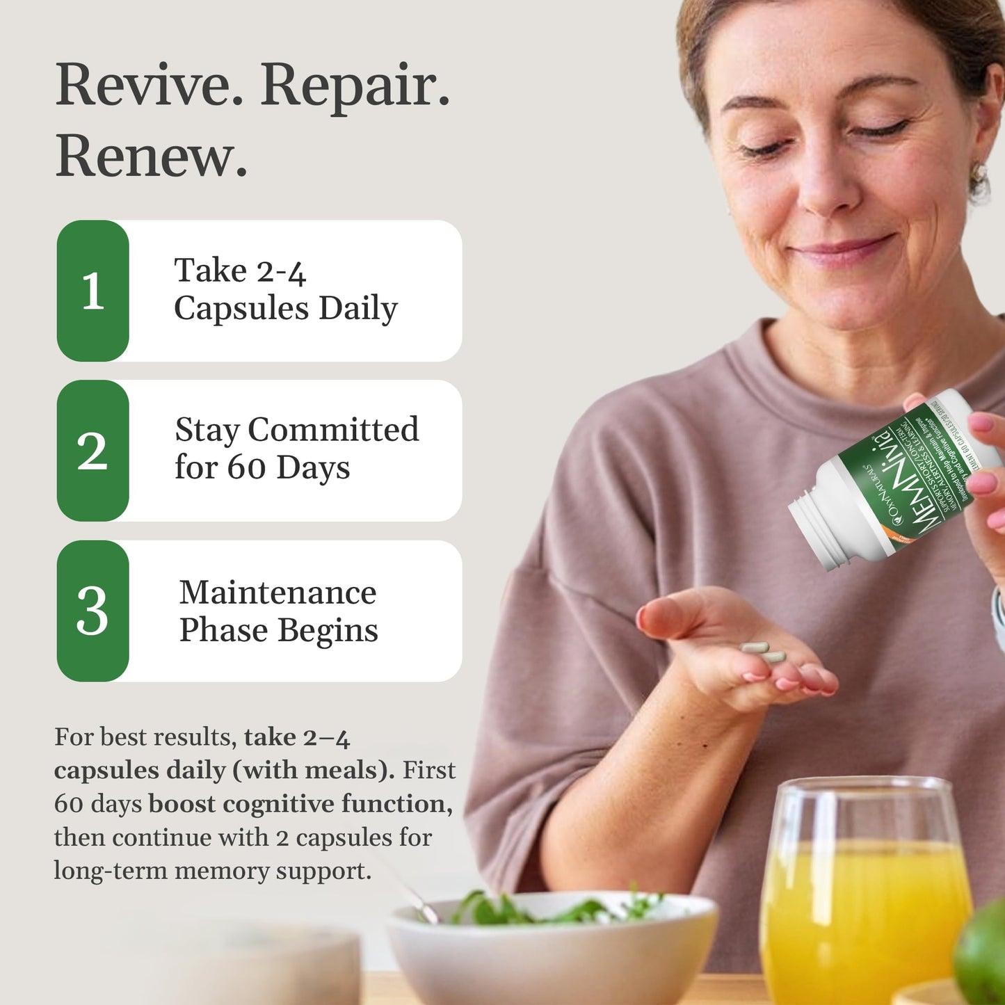 OxyNaturals MemNivia Brain Supplements for Memory & Focus Capsules 300