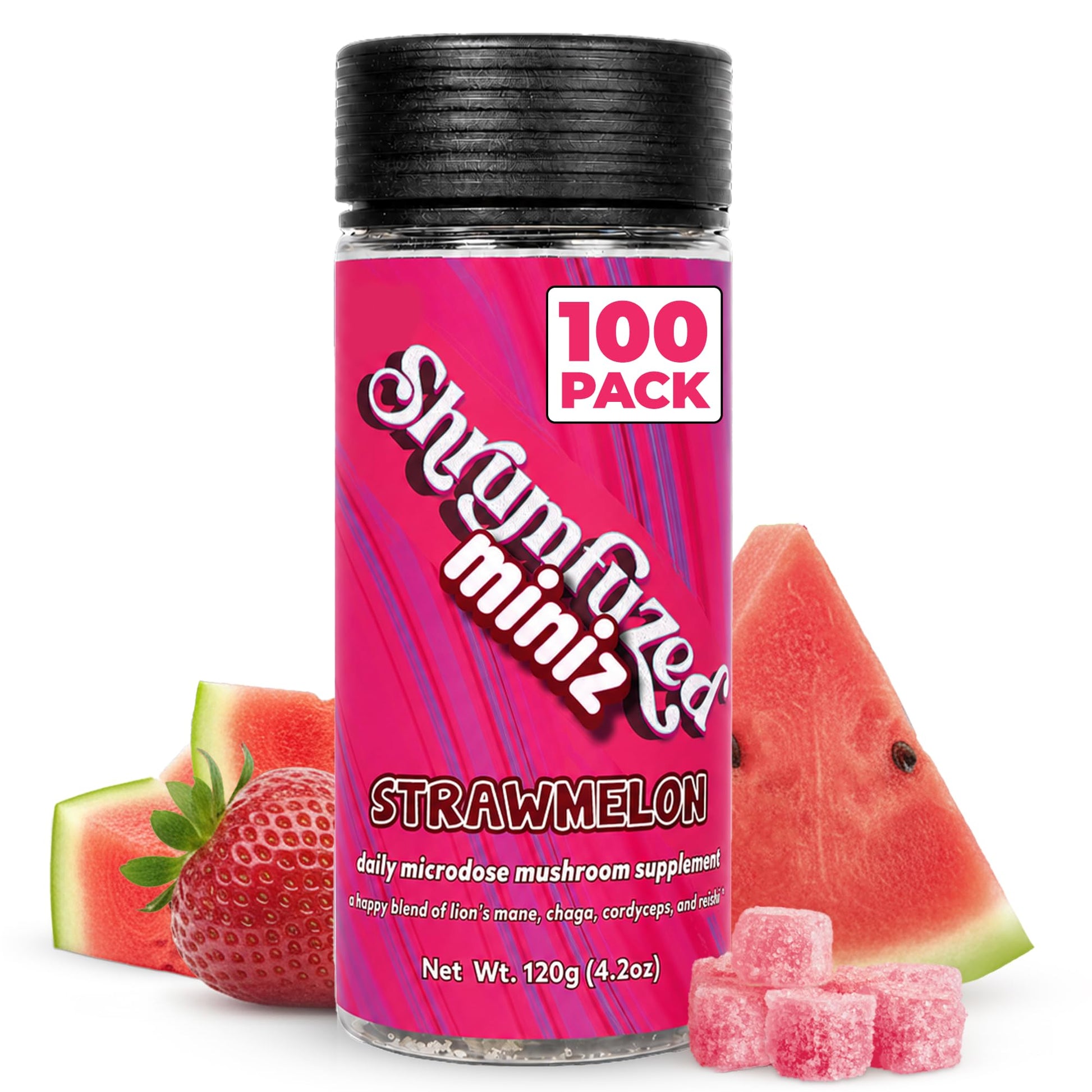 Shrumfuzed Miniz Mushroom Gummy Strawmelon 100 Count