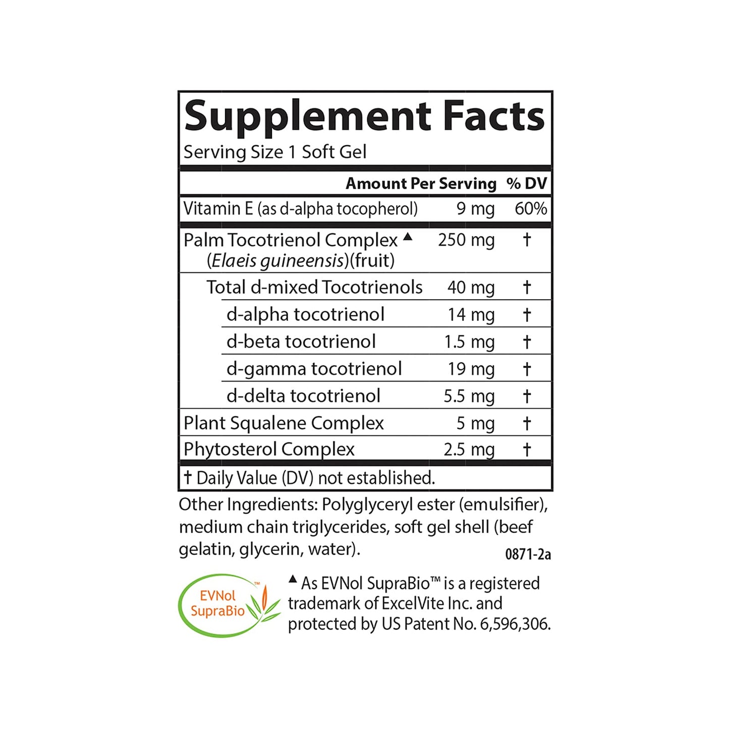 Carlson Tocomin SupraBio Bio-enhanced Tocotrienol Complex Softgels 60