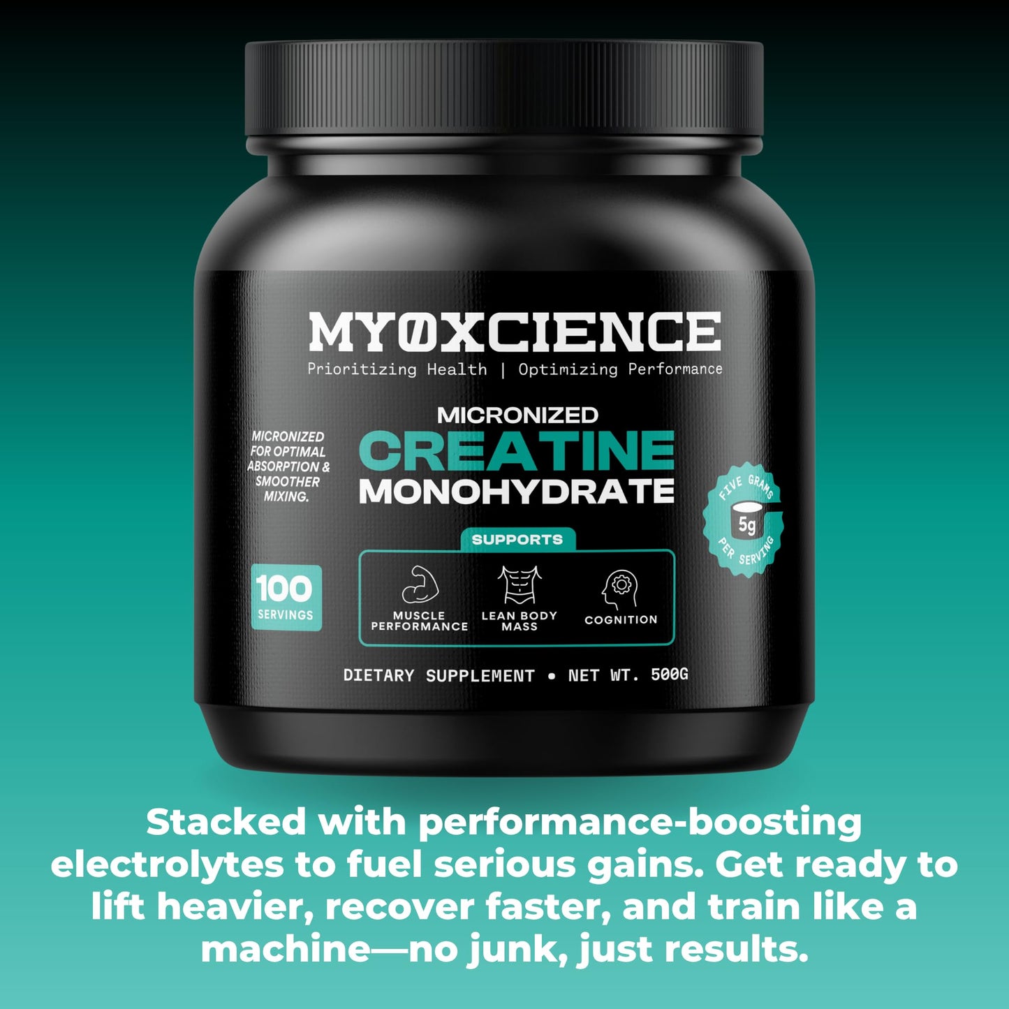 MYOXCIENCE Micronized Creatine Powder 17.6 oz