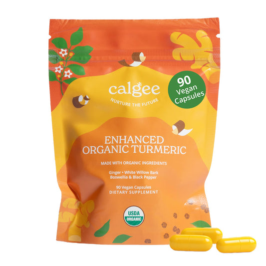 Calgee Organic Turmeric Curcumin Supplement Capsules, 90 Count