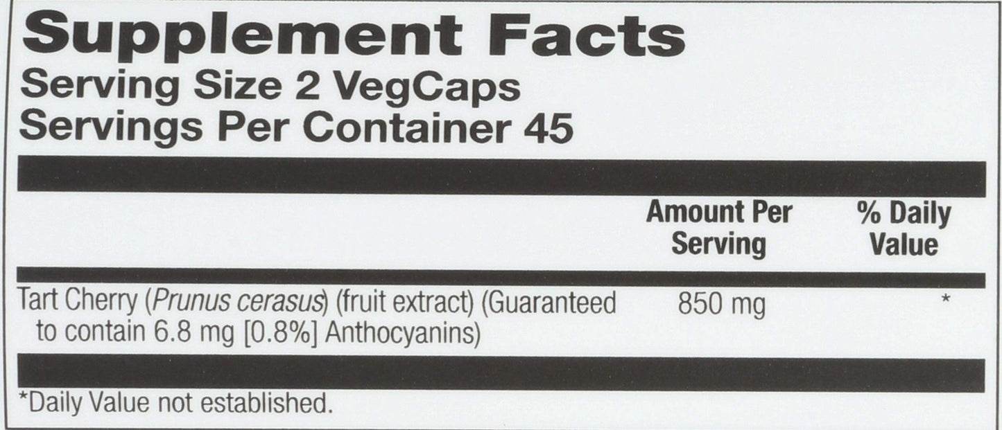 SOLARAY Tart Cherry Fruit Extract 425mg Capsules, 90 Count
