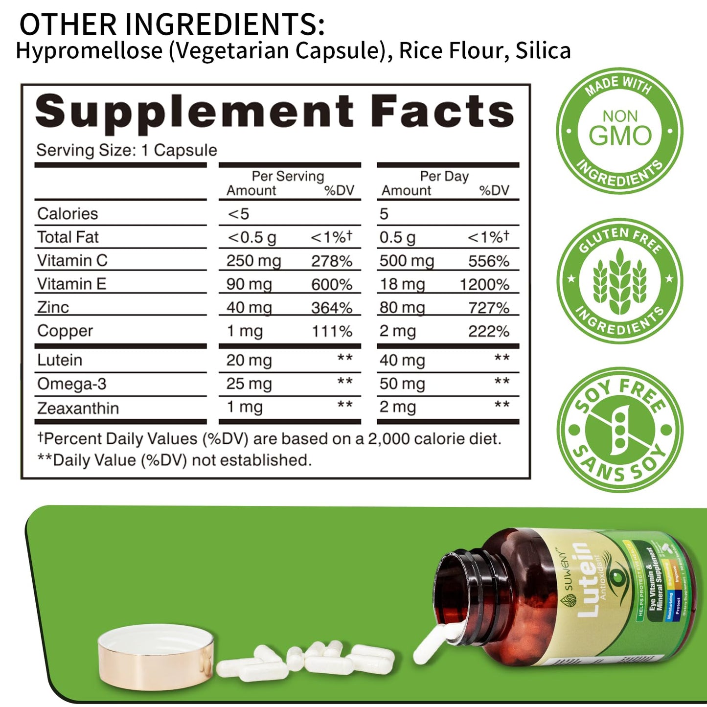SUWENY Lutein Eye Vitamins Supplement 90 Capsules