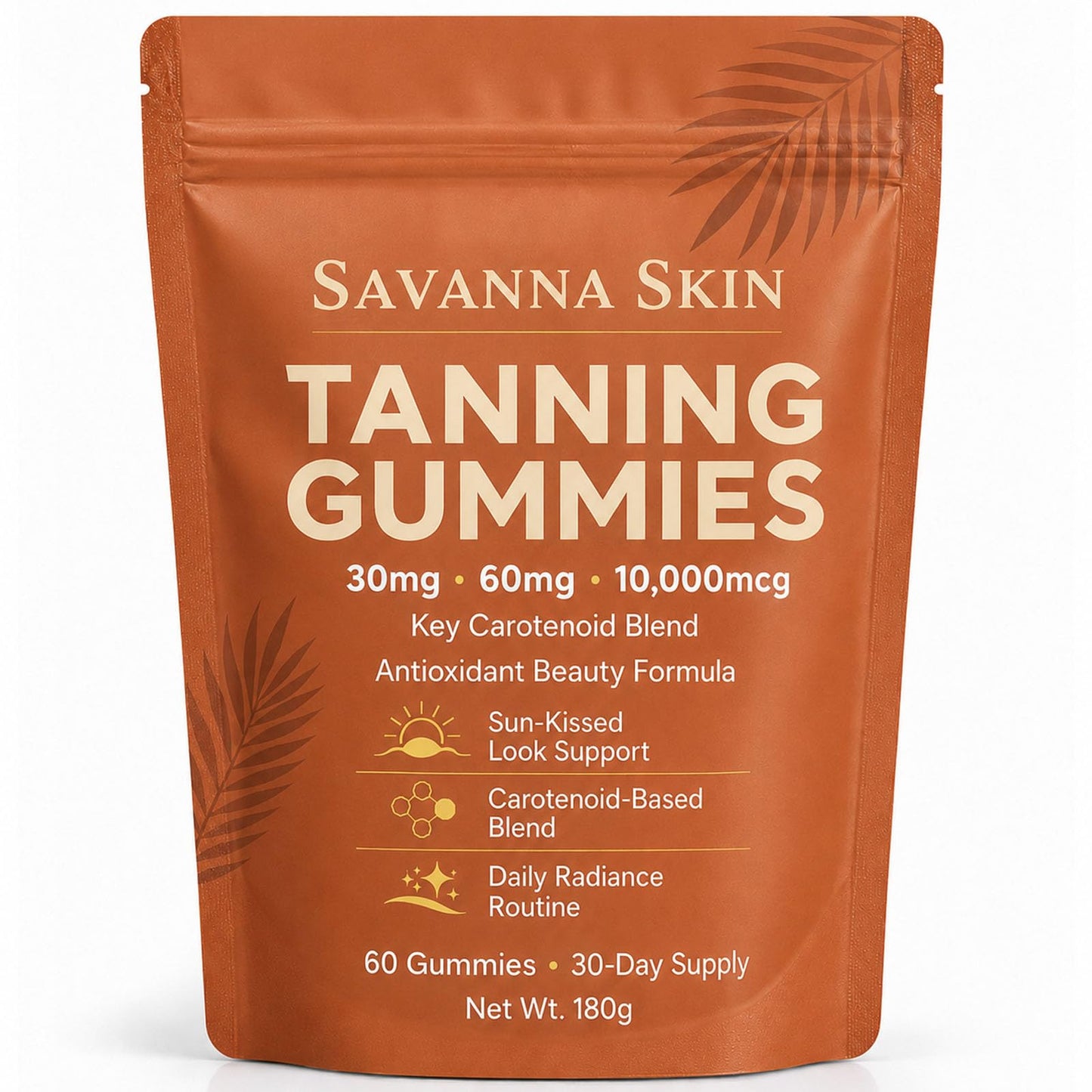 Savanna Skin Tanning Gummies Astaxanthin & Beta-Carotene Tanning Formula, Gummy, 60 Count