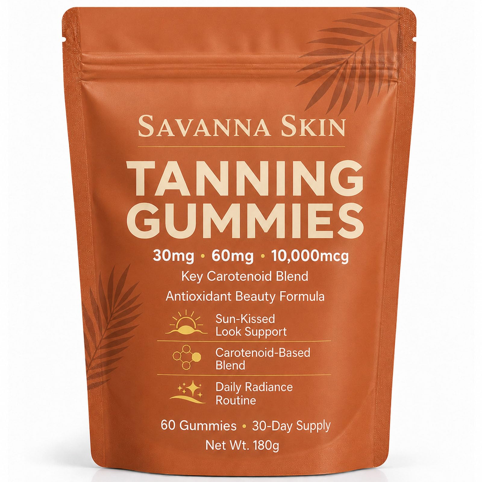 Savanna Skin Tanning Gummies Astaxanthin & Beta-Carotene Tanning Formula, Gummy, 60 Count