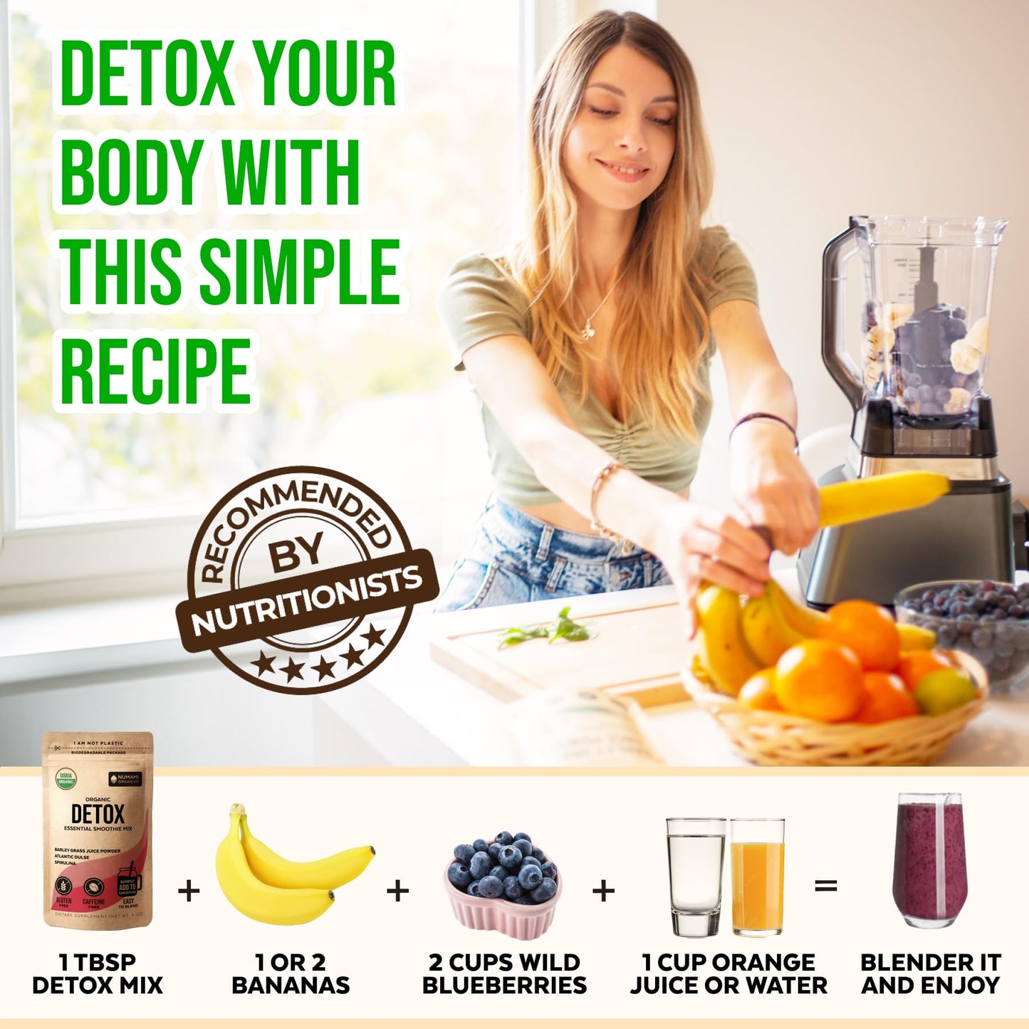 Numami Organic Detox Smoothie Mix Powder 4 Ounces
