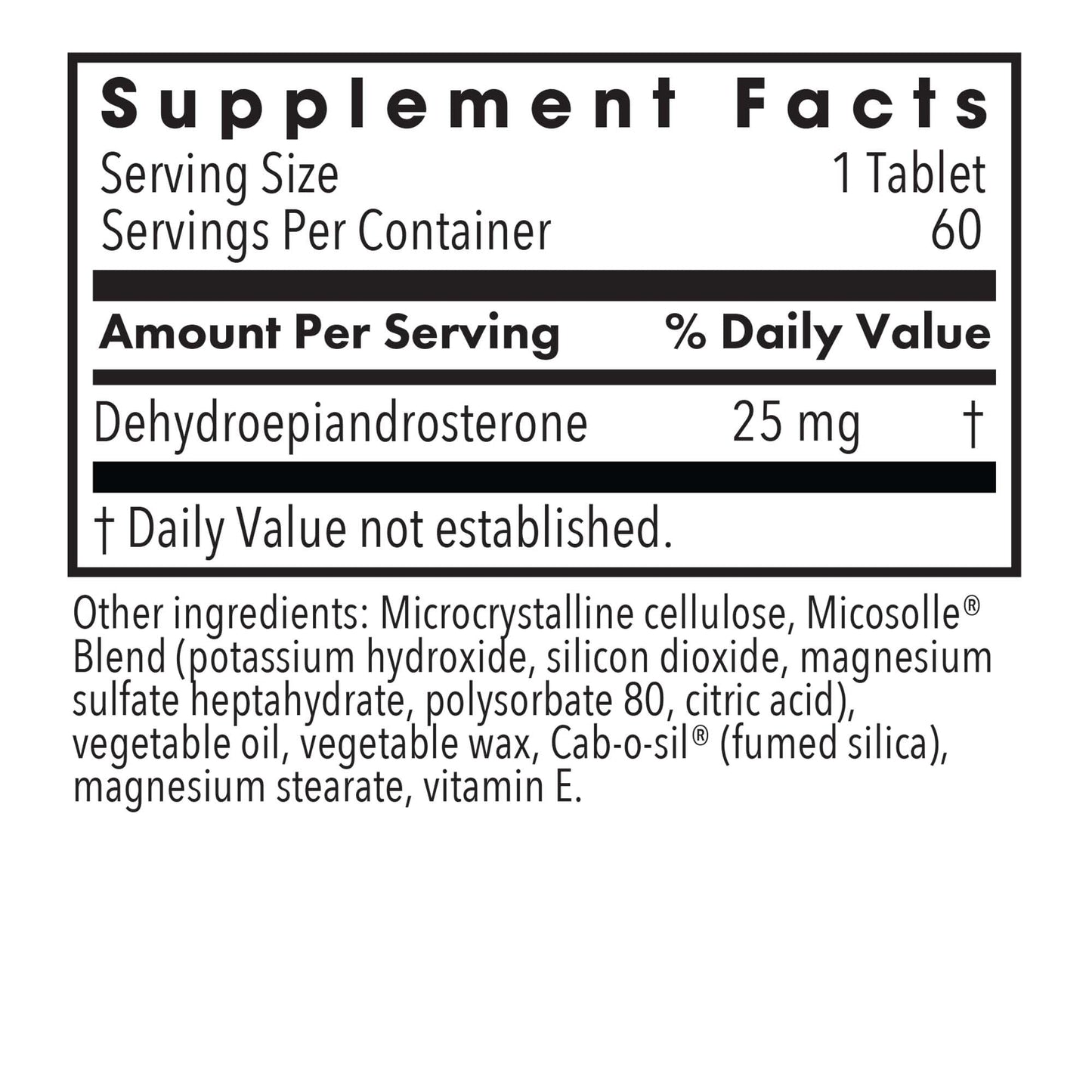 Allergy Research Group DHEA 25 Micronized Lipid Matrix Tablets 60