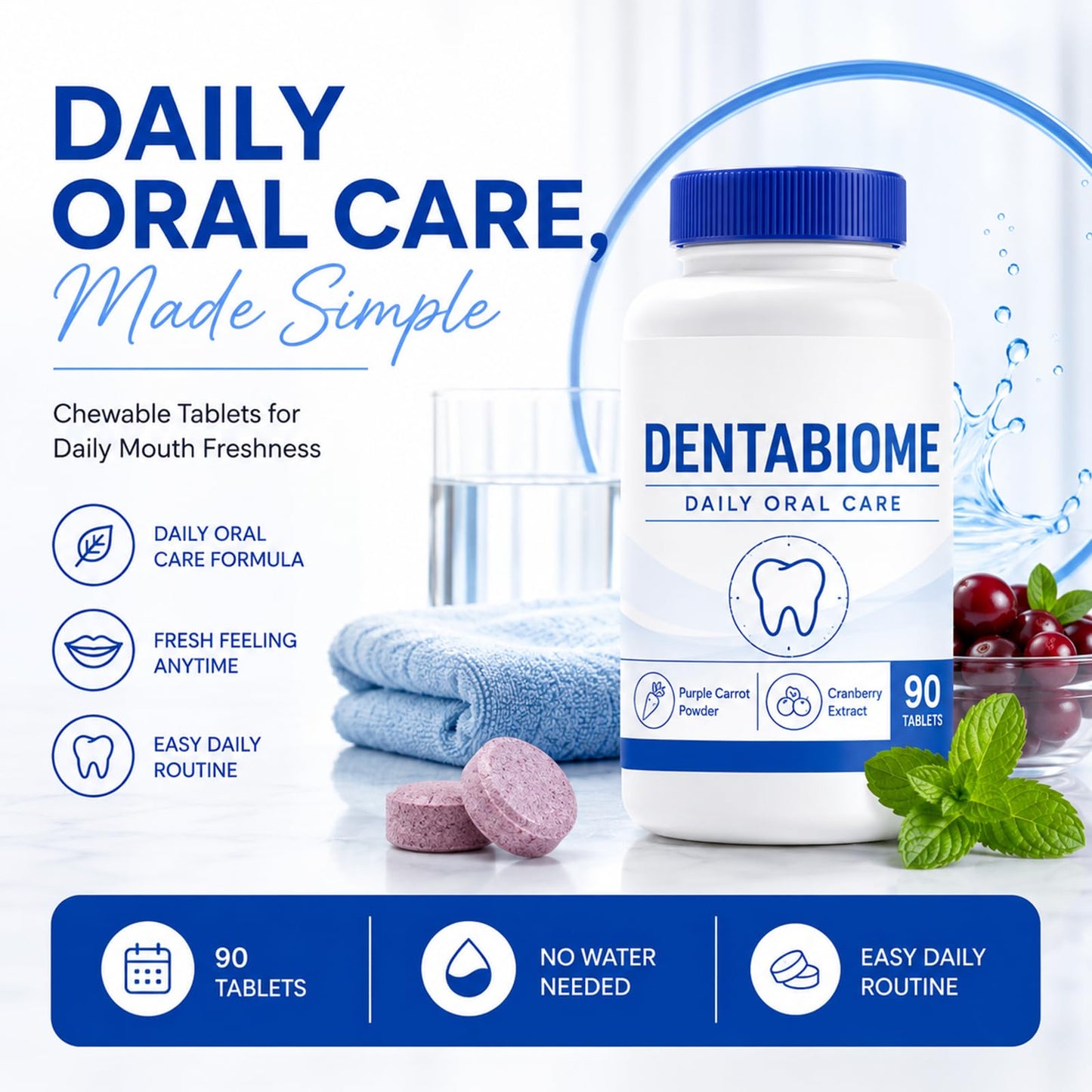 DentaBiome Chewable Tablet Berry Flavor Fresh Breath Support for Adults, 1 Tablet