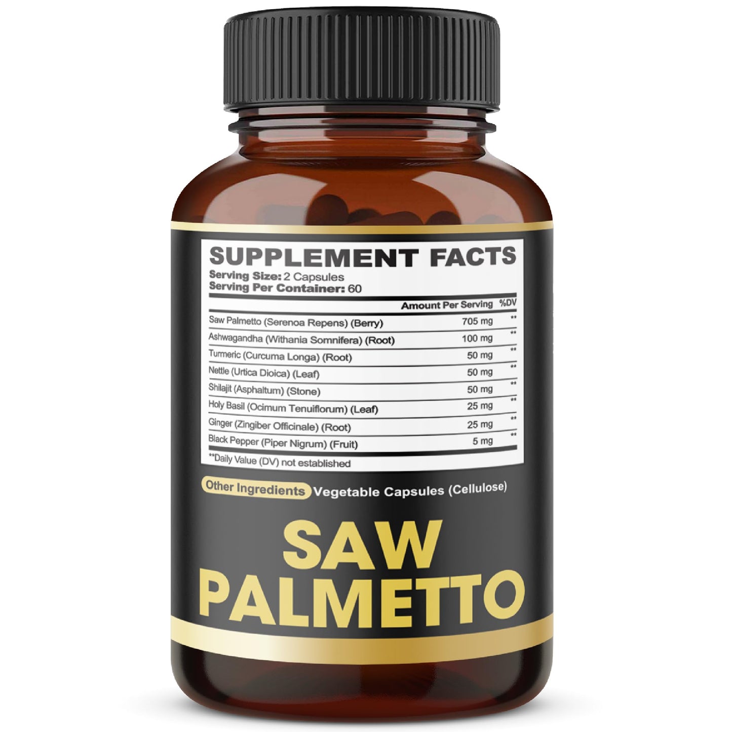 agobi 8in1 Saw Palmetto Prostate Support Supplement with Ashwagandha, Turmeric, Ginger, Nettle Leaf, Holy Basil & More Capsules 120