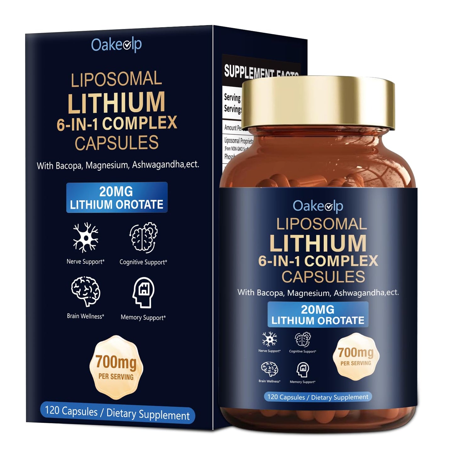 Oakevlp Liposomal Lithium Orotate 20mg Gummies, 120 Count