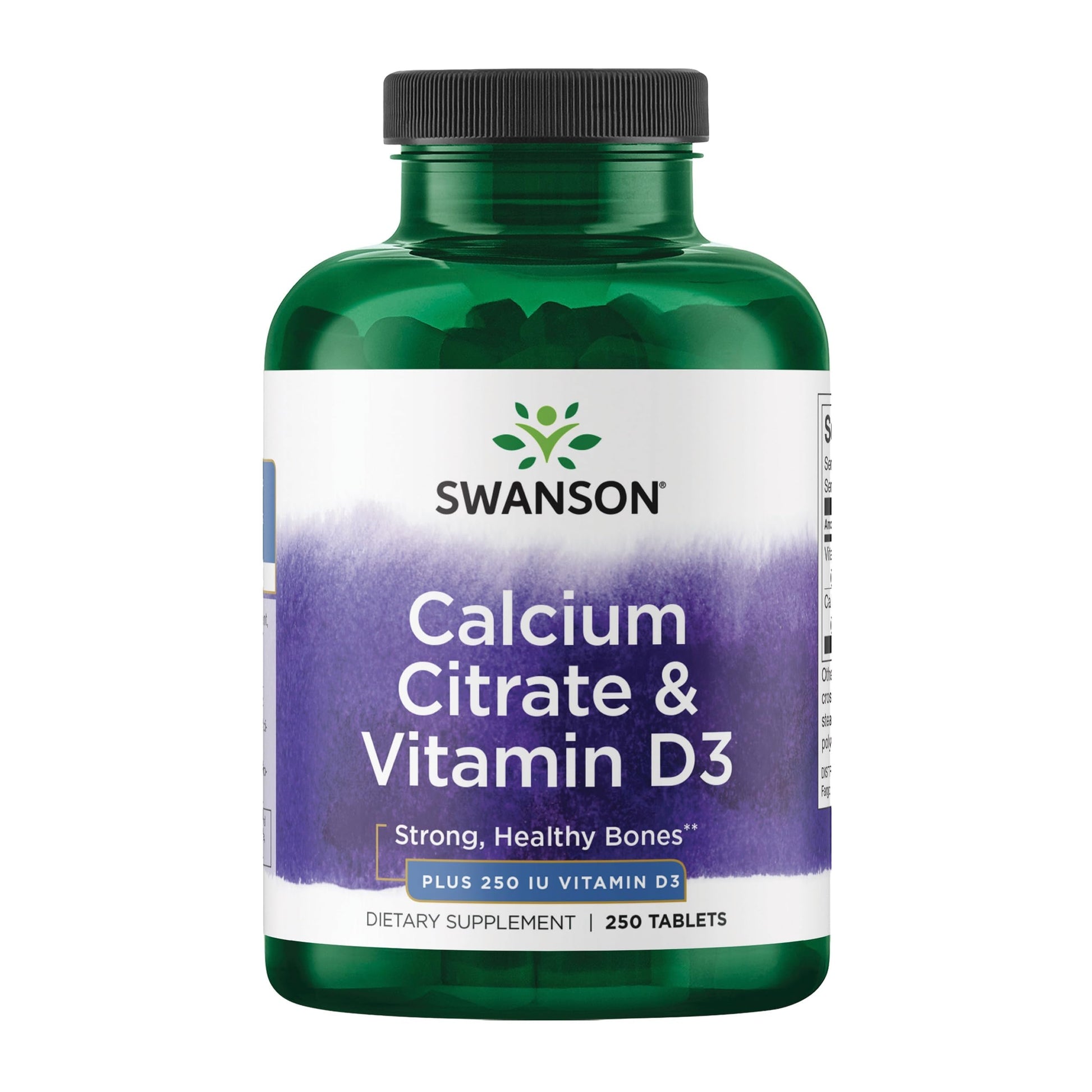 Swanson Calcium Citrate & Vitamin D for Strong Bones 250 Tablets