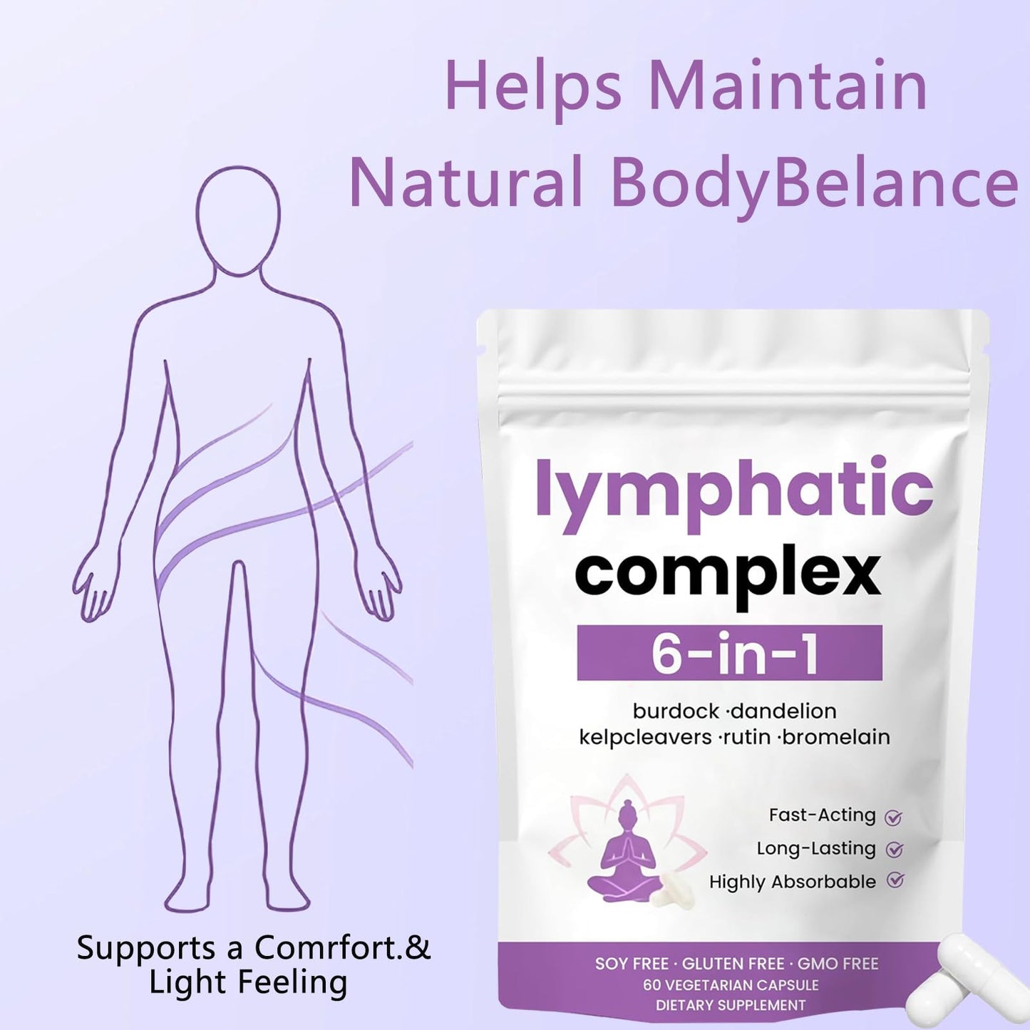 xsaucy Lymphatic Complex 6 in 1 Capsules, 60 Count