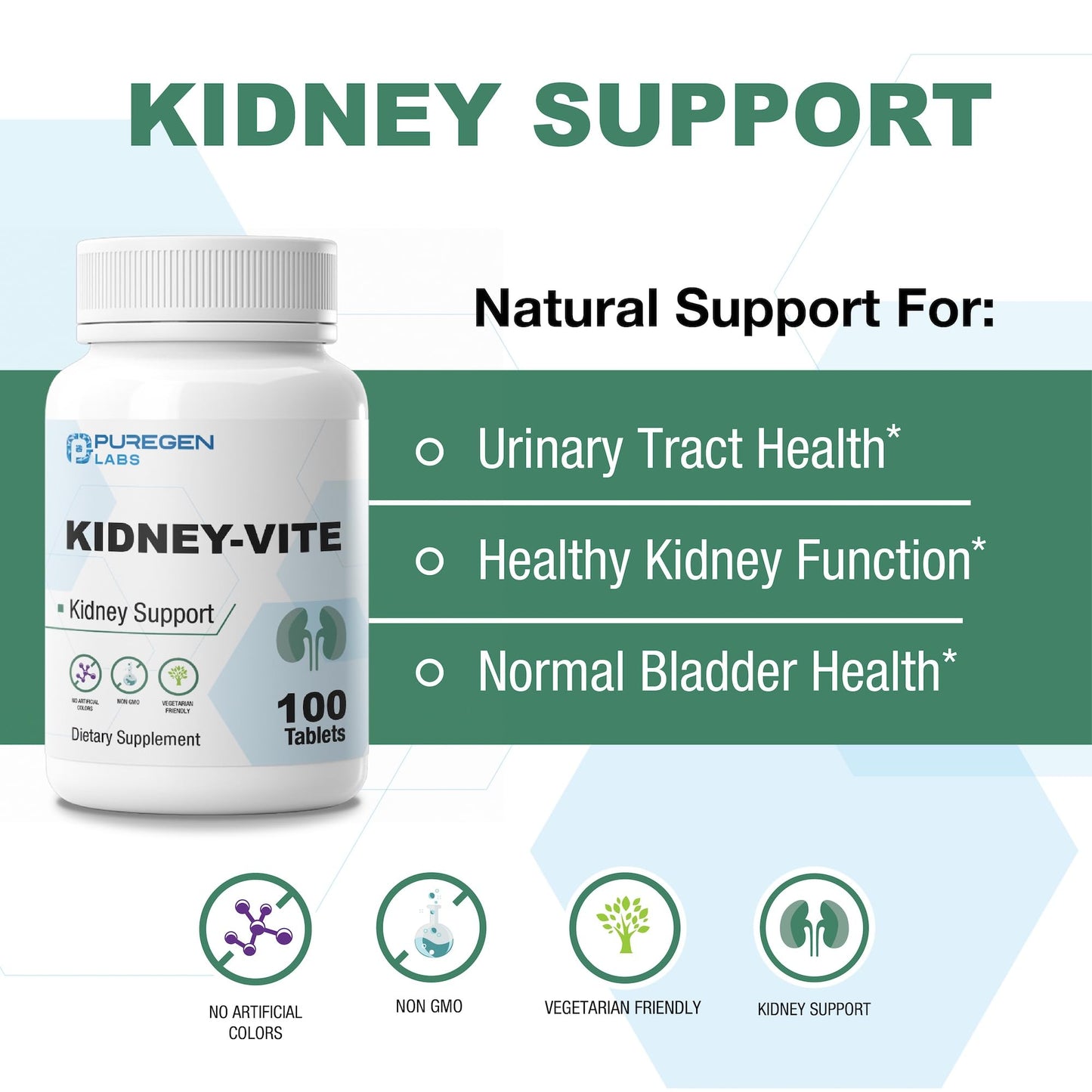 P Puregen Labs Kidney-Vite Tablets, 200 Tablets
