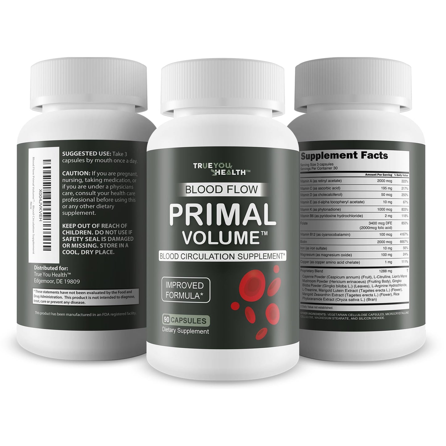 True You Health Blood Flow Primal Volume Capsules 90 Count