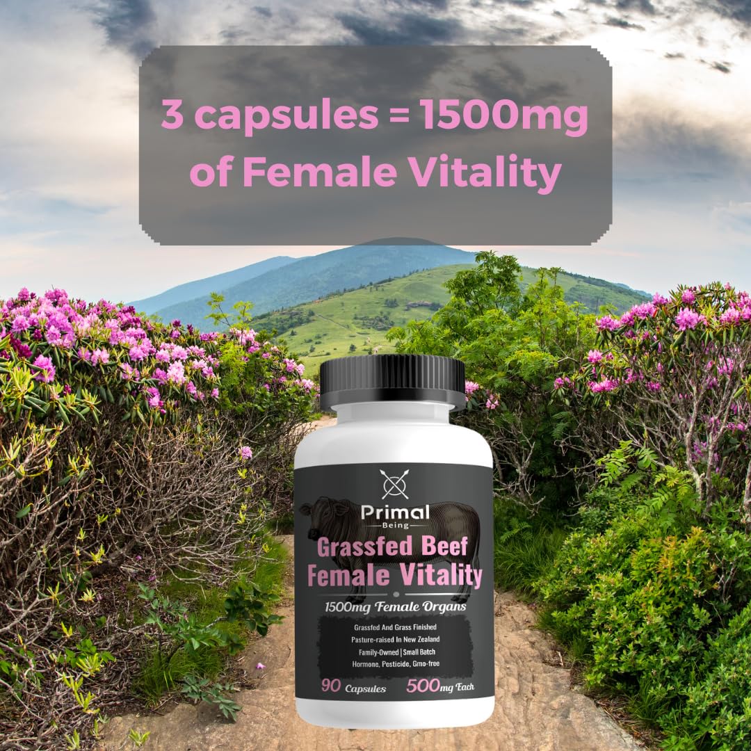 Primal Being Grassfed Beef Testes and Grassfed Beef Female Vitality Supplement Capsules, 210 Capsules