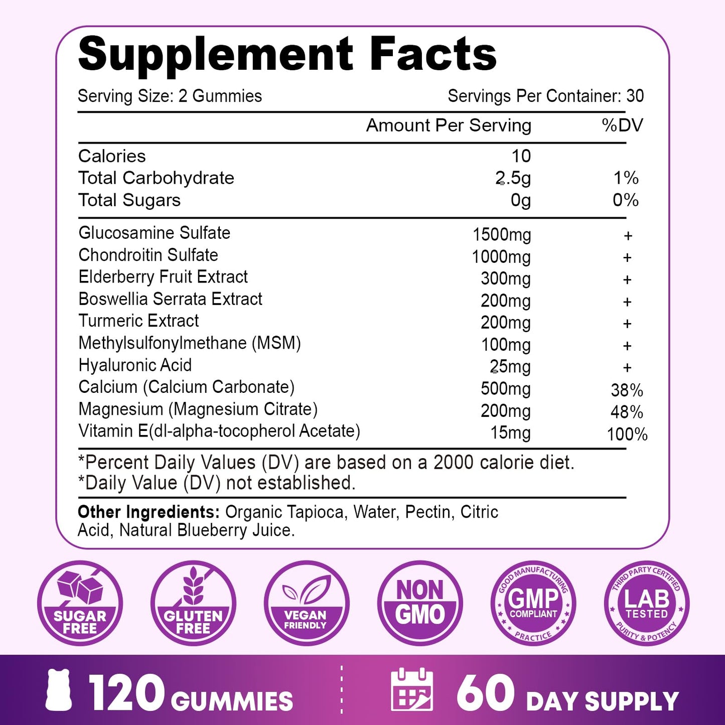 Vazatisi Glucosamine Chondroitin Gummies 120 Count