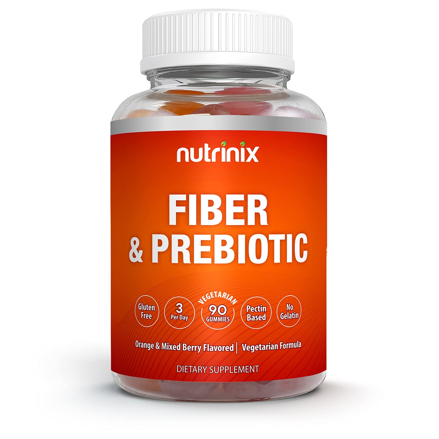 Nutrinix Fiber and Prebiotic Gummies for Adults, 90 Gummies