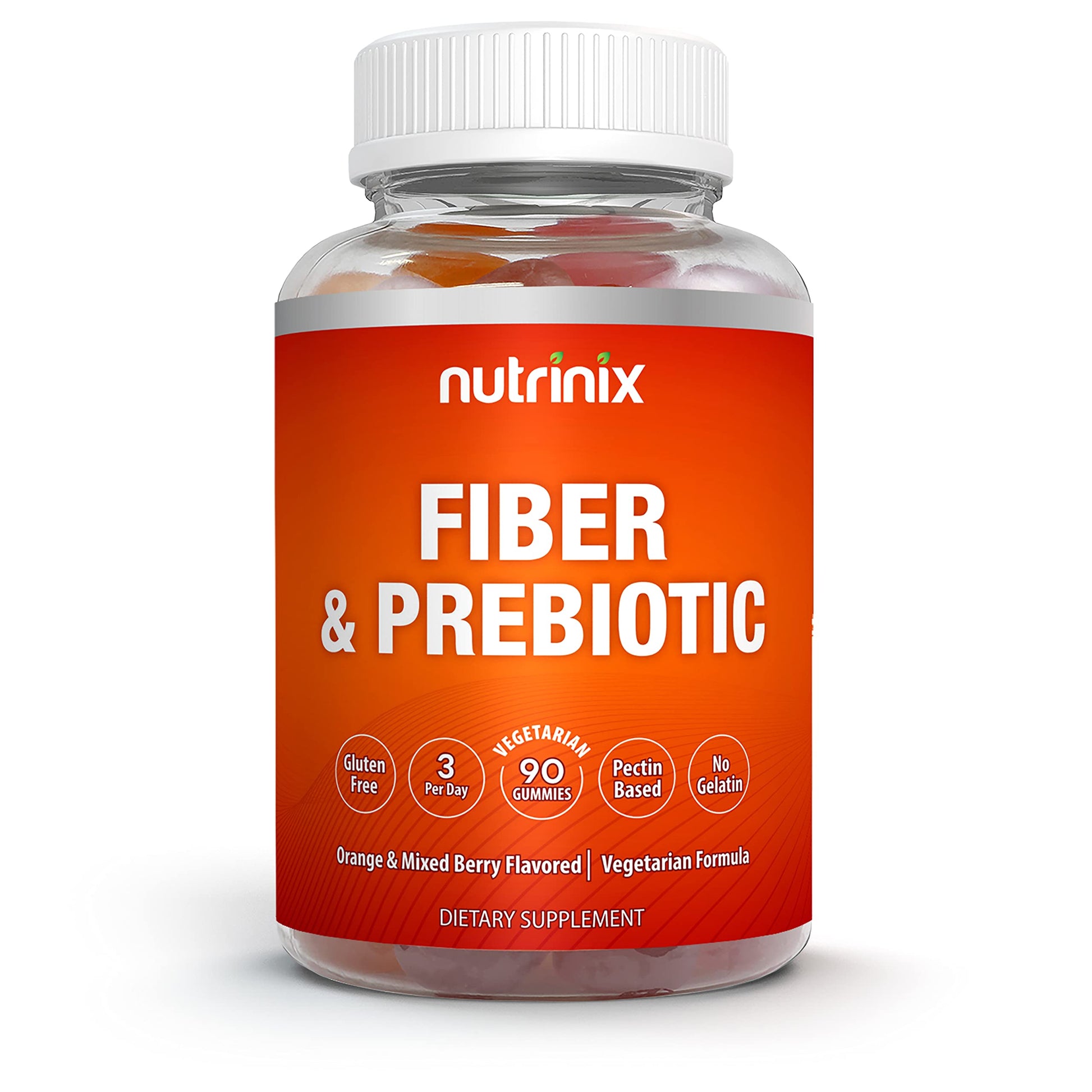 Nutrinix Fiber and Prebiotic Gummies for Adults, 90 Gummies