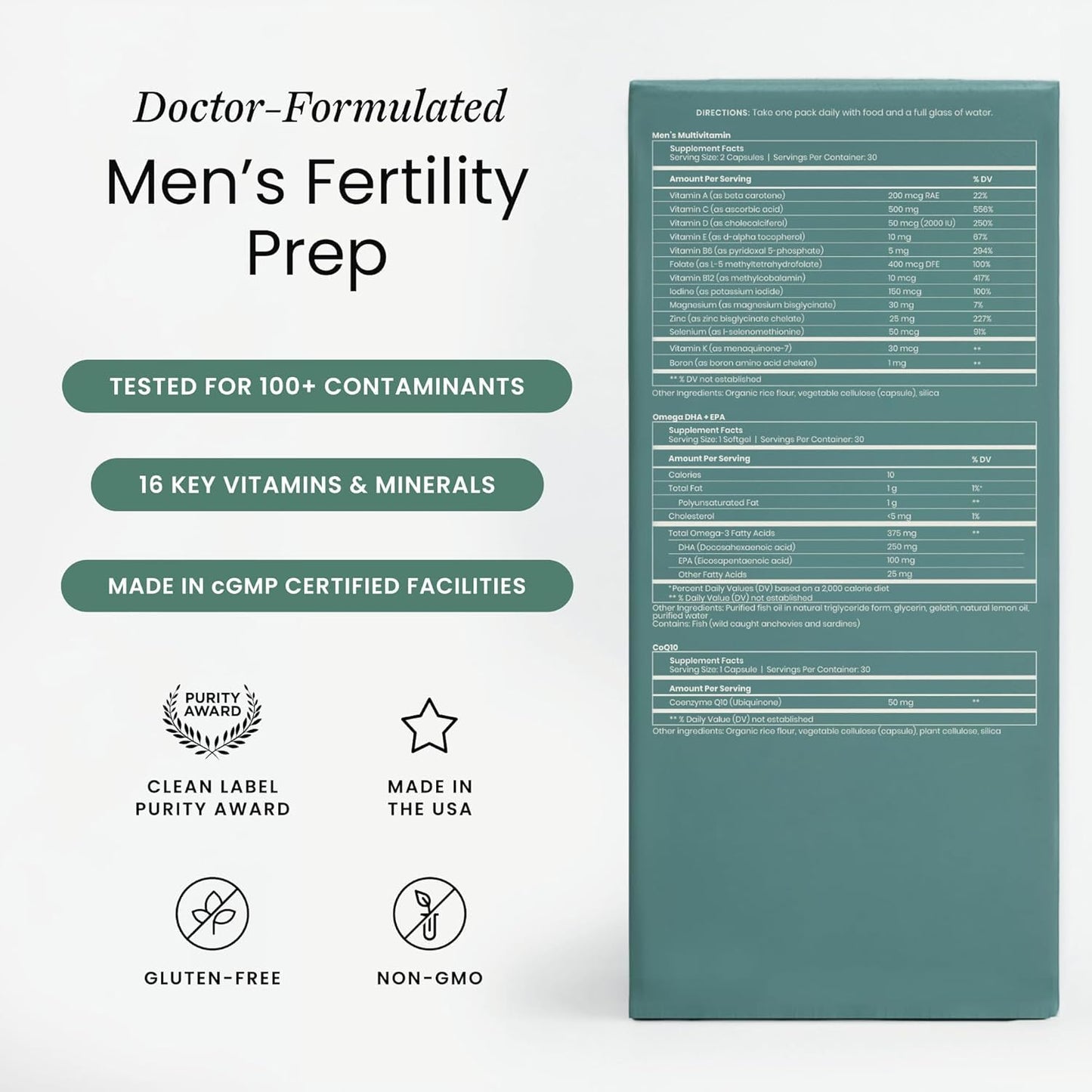 Perelel Conception Support & Men's Multi Support Bundle Prenatal Multivitamin for Fertility Wellness & Daily Multivitamin for Men's Wellness, 60 Capsules