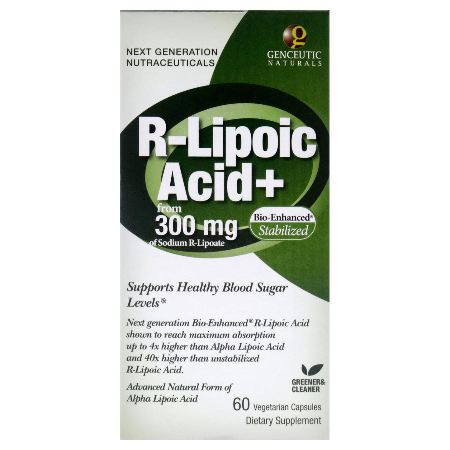 Genceutic Naturals R-Lipoic Acid Dietary Supplement Capsule 60 Capsules